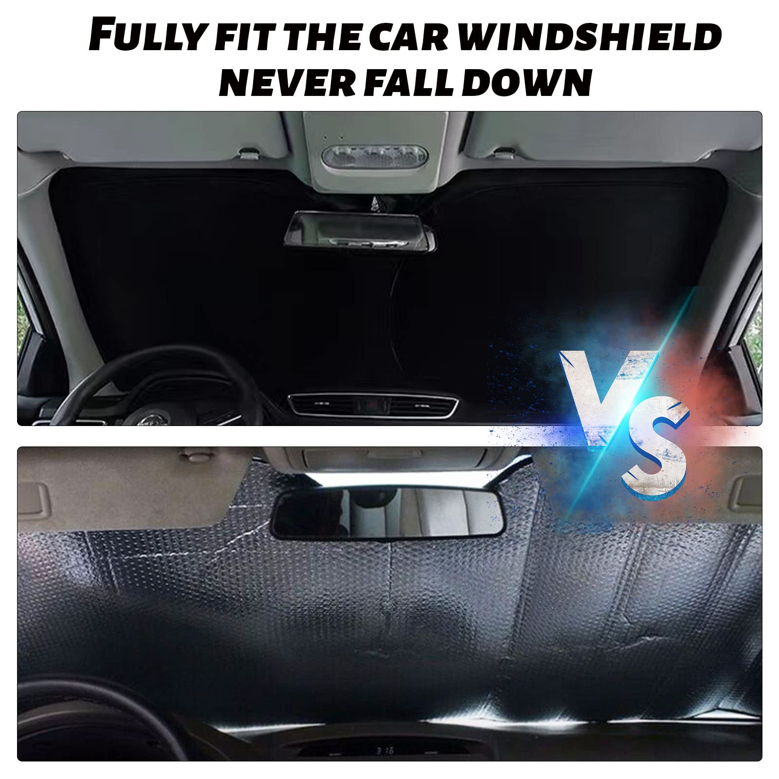 Moricere Upgrade Windshield Sun Shade With Usa Flag For Jeep Wrangler Tj Jk Jku 1997-2018, Foldable Windshield Sun Visor Blocks