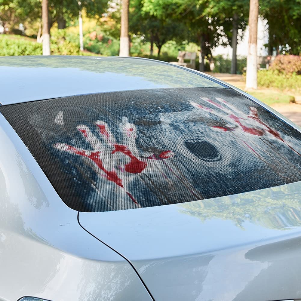 ATMOMO Horror Ghost 3D Vinyl Sticker Decal for Rear Window - Transparent, PVC, Happy Halloween