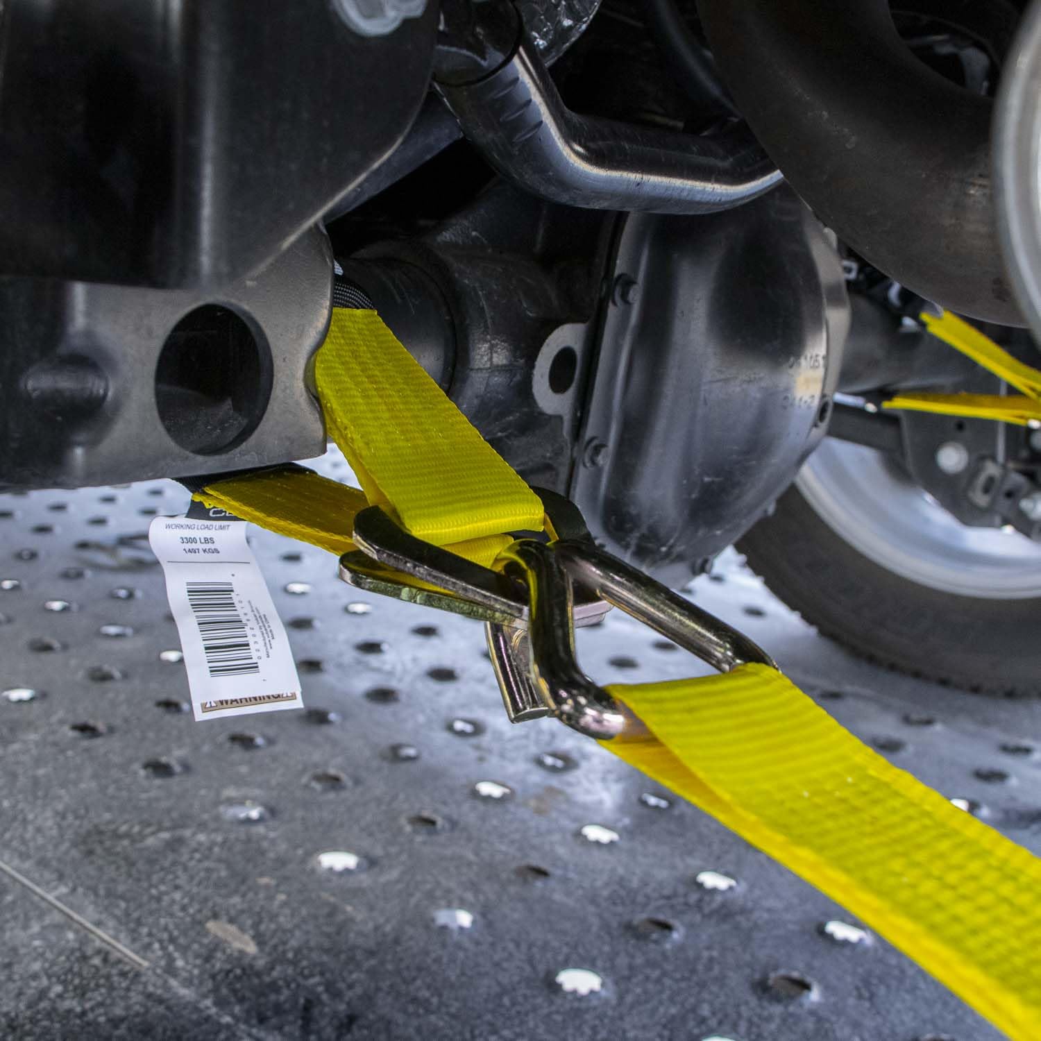 Vulcan Tie Down Axle Straps With Wear Pad - 4 Pack - Classic Yellow - 3,300 Pound Safe Working Load