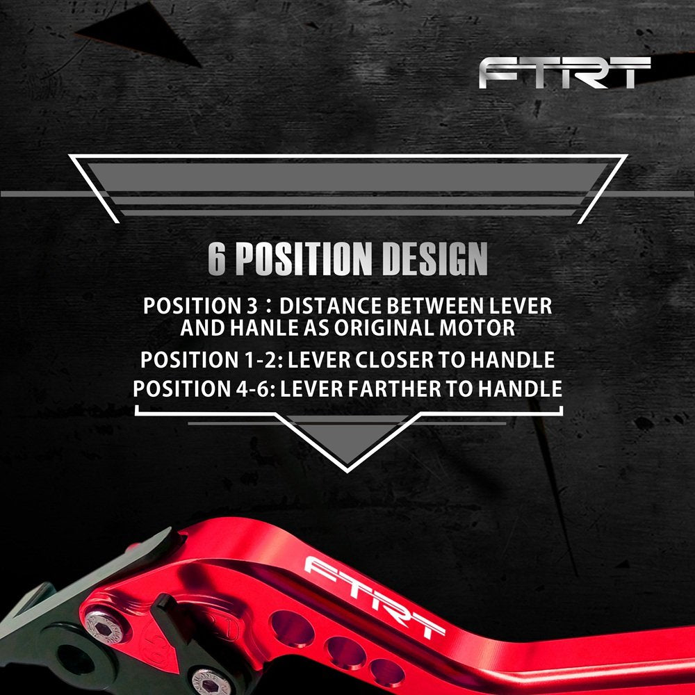 FTRT Short Levers Brake Clutch - Aluminum, Red, Compatible with Ninja 650R, ZR650, Z900, KLE650, KLZ1000, Model TRM-K