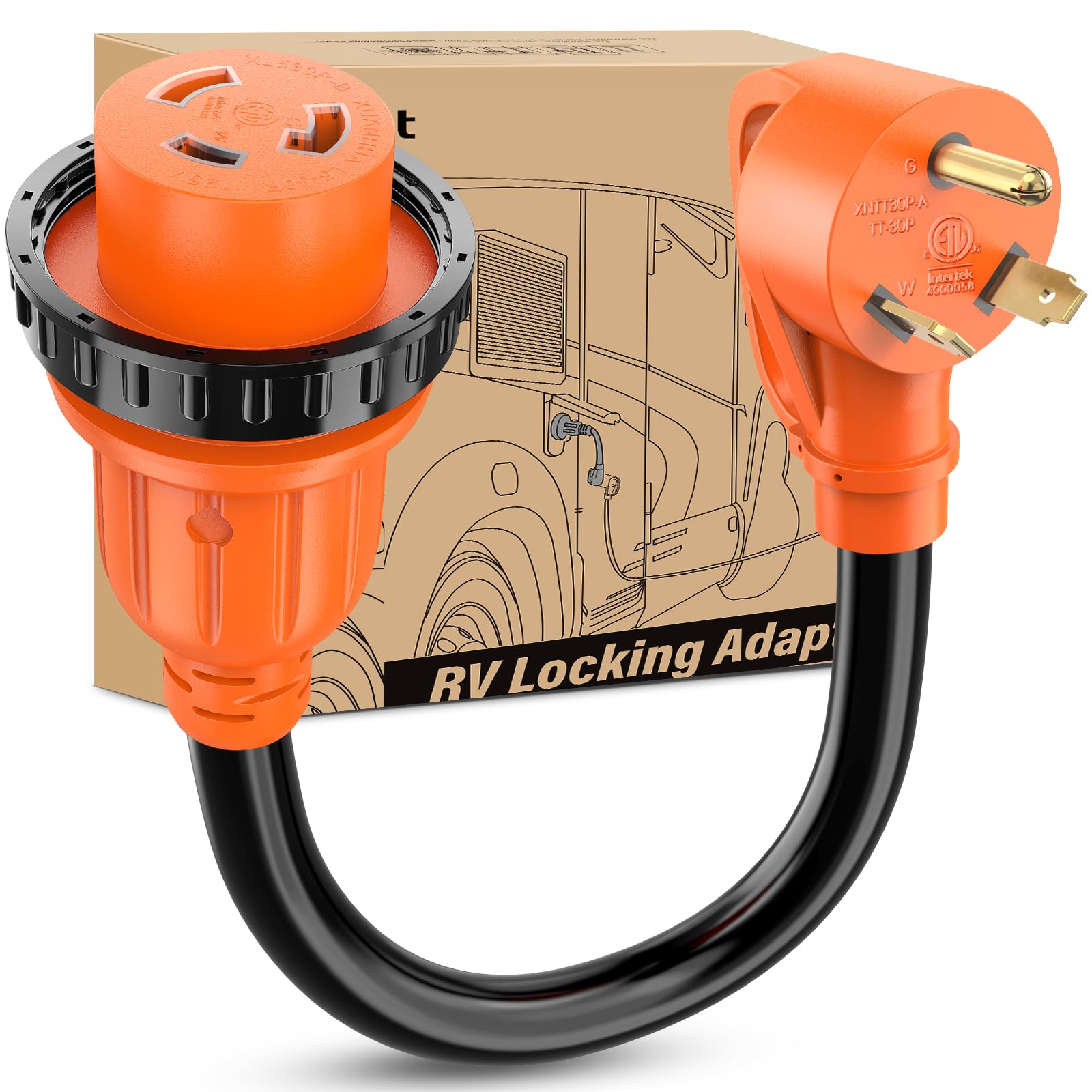 Nilight Rv Locking Adapter Cord 30 Amp To 30 Amp Pure Copper Heavy Duty 10 Gauge Wire Etl Listed Tt-30P To L5-30R 30M/30F Weathe