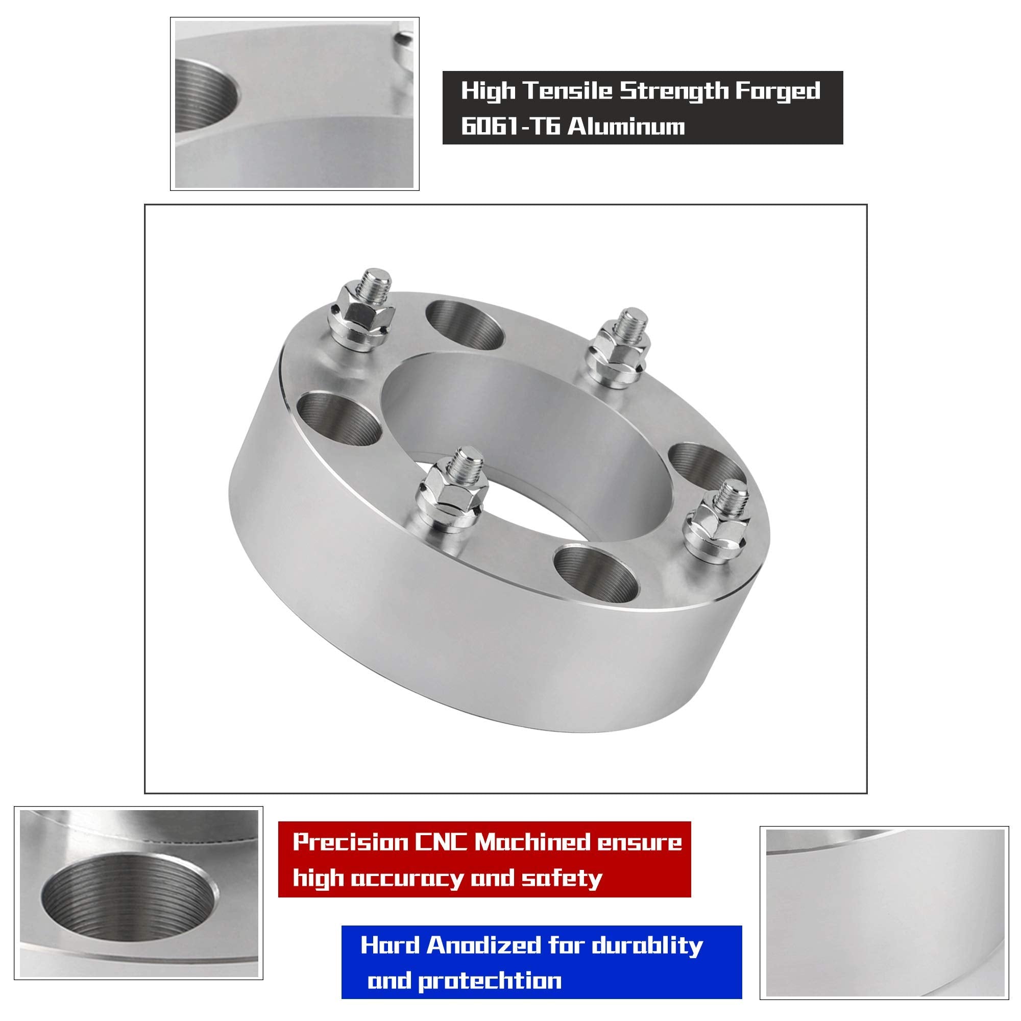 FLYCLE 4x137 Wheel Spacers - 2" Aluminum Alloy, 4PCS with 10x1.25 Studs, Fits CAN-AM Defender/Outlander/Kawasaki Mule