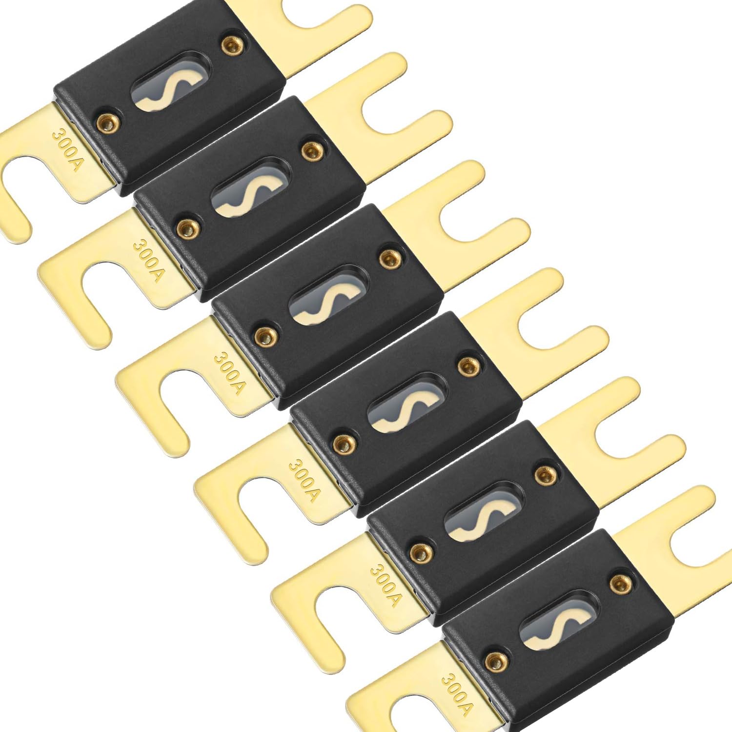 Smseace 6Pack 300Amp/300A Anl Fuse Compatible With 12V & 24V Systems For Audio Marine Vehicle Video System Gold-Plated Anl Fuses