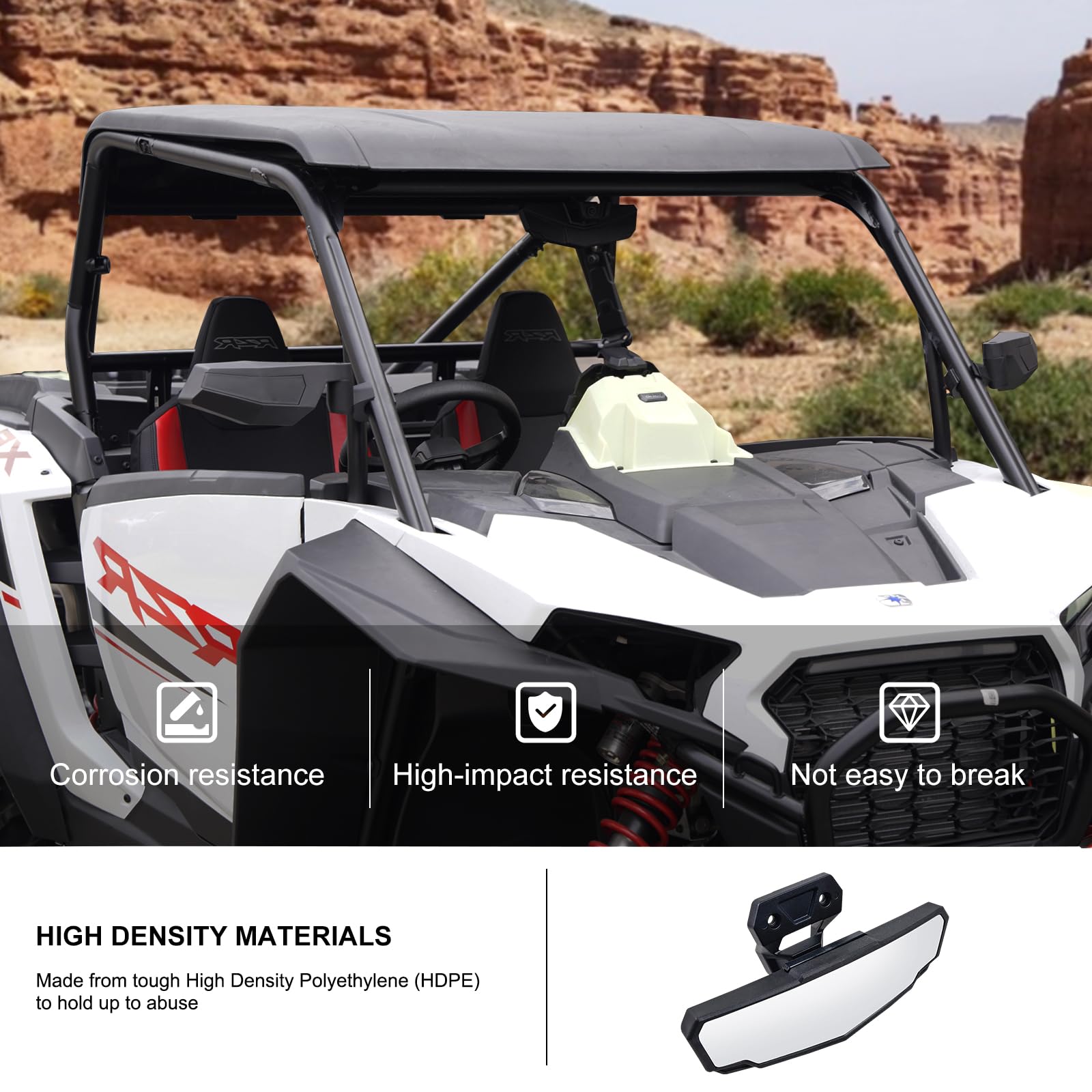 KIWI MASTER Rear View Center & Side Mirrors Compatible with 2024 Polaris RZR XP 1000 Accessories, 2021-2024 RZR Trail/Trail S Ad