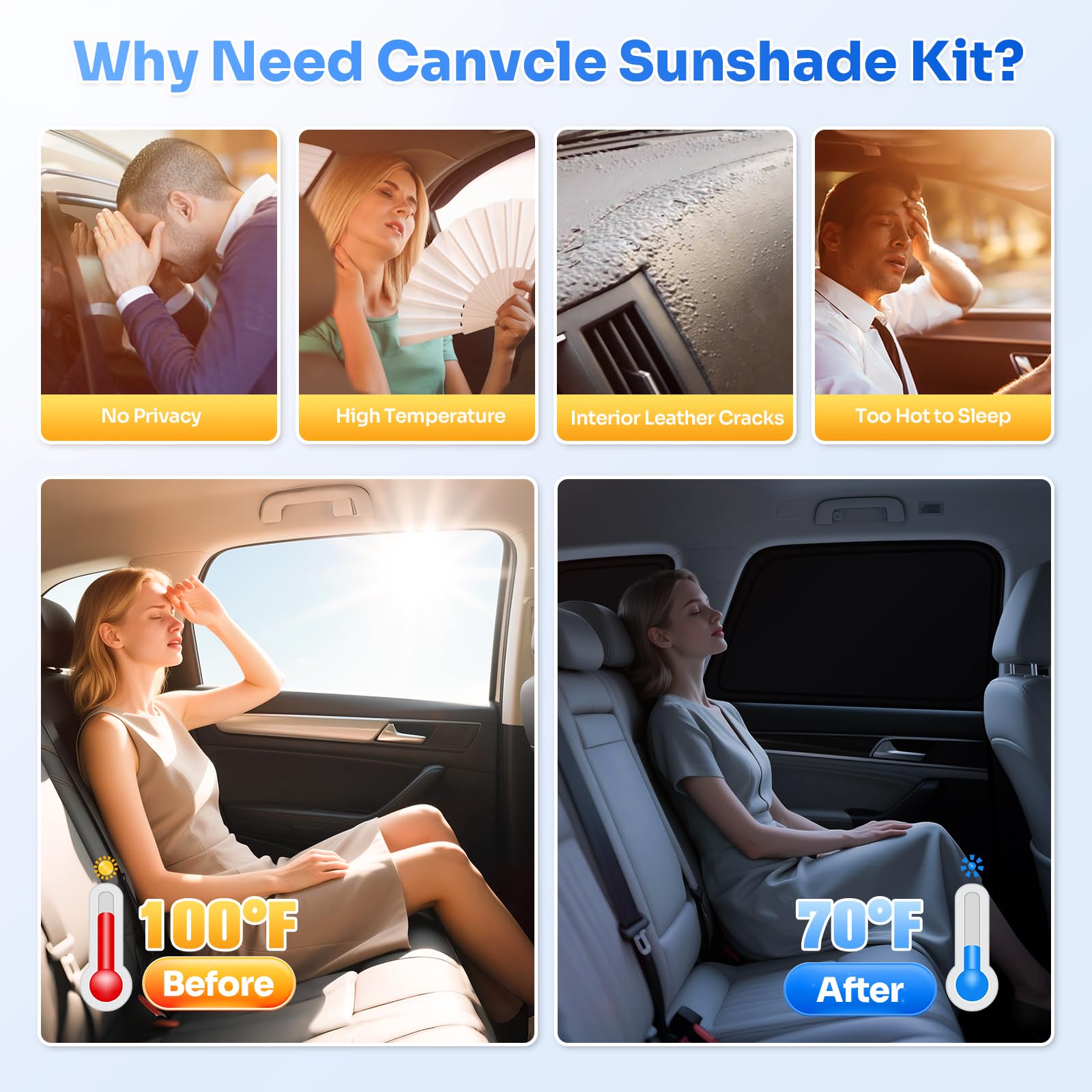 Canvcle Sunshades for 2021-2025 Jeep Grand Cherokee L - Black 7PCS Side & Rear Window Shade Cover for Privacy Protection