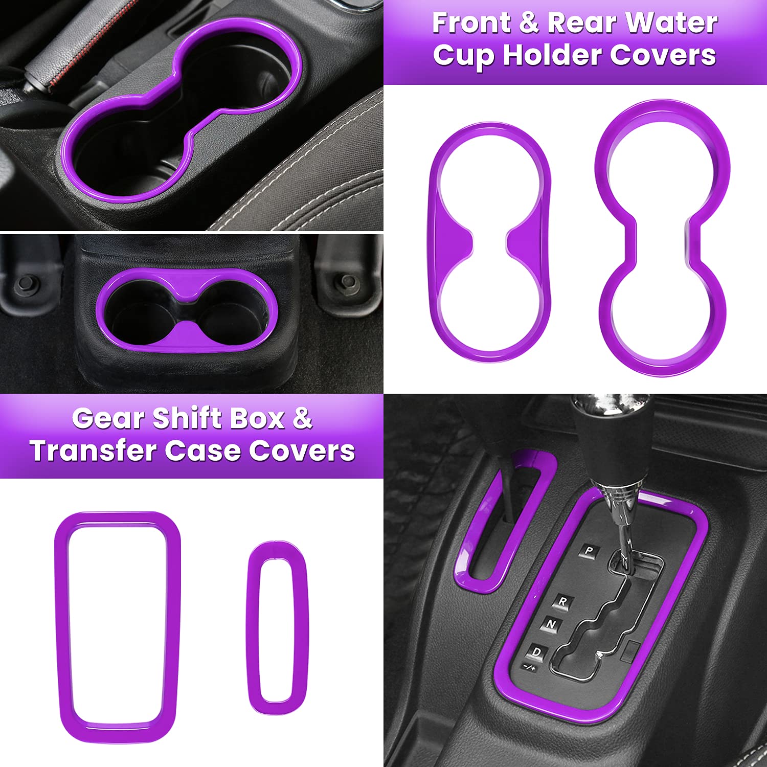 E-Cowlboy 18 Pcs Full Set Interior Decoration Trim Kit Steering Wheel Center Console Door Handle Air Conditioning Vent Cup Holde