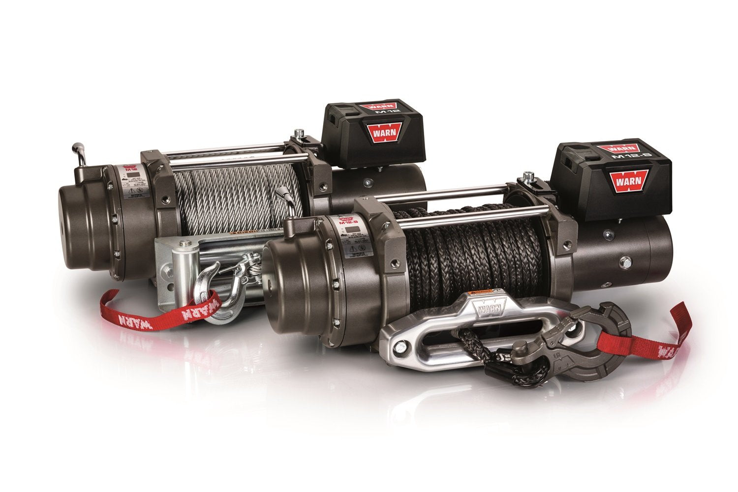 WARN 97720 M12-S Electric 12V Heavyweight Winch with Spydura Synthetic Cable Rope: 3/8 Diameter x 100 Length, 6 Ton (12,000 lb)