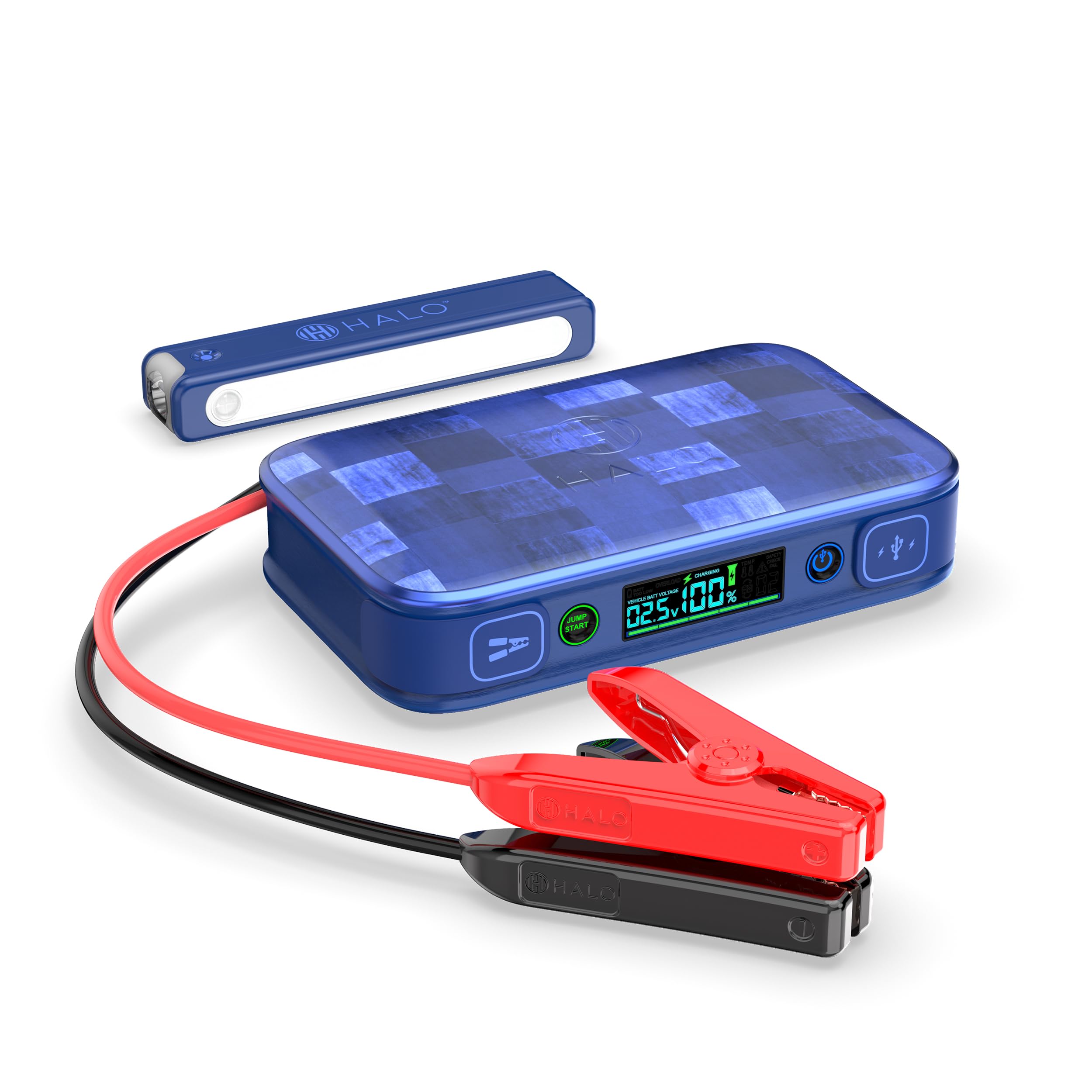 Halo Bolt PaL 1000 Portable Car Jump Starter | USB-A & USB-C Charger Ports, Digital Display, Powers Multiple Devices, Detachable