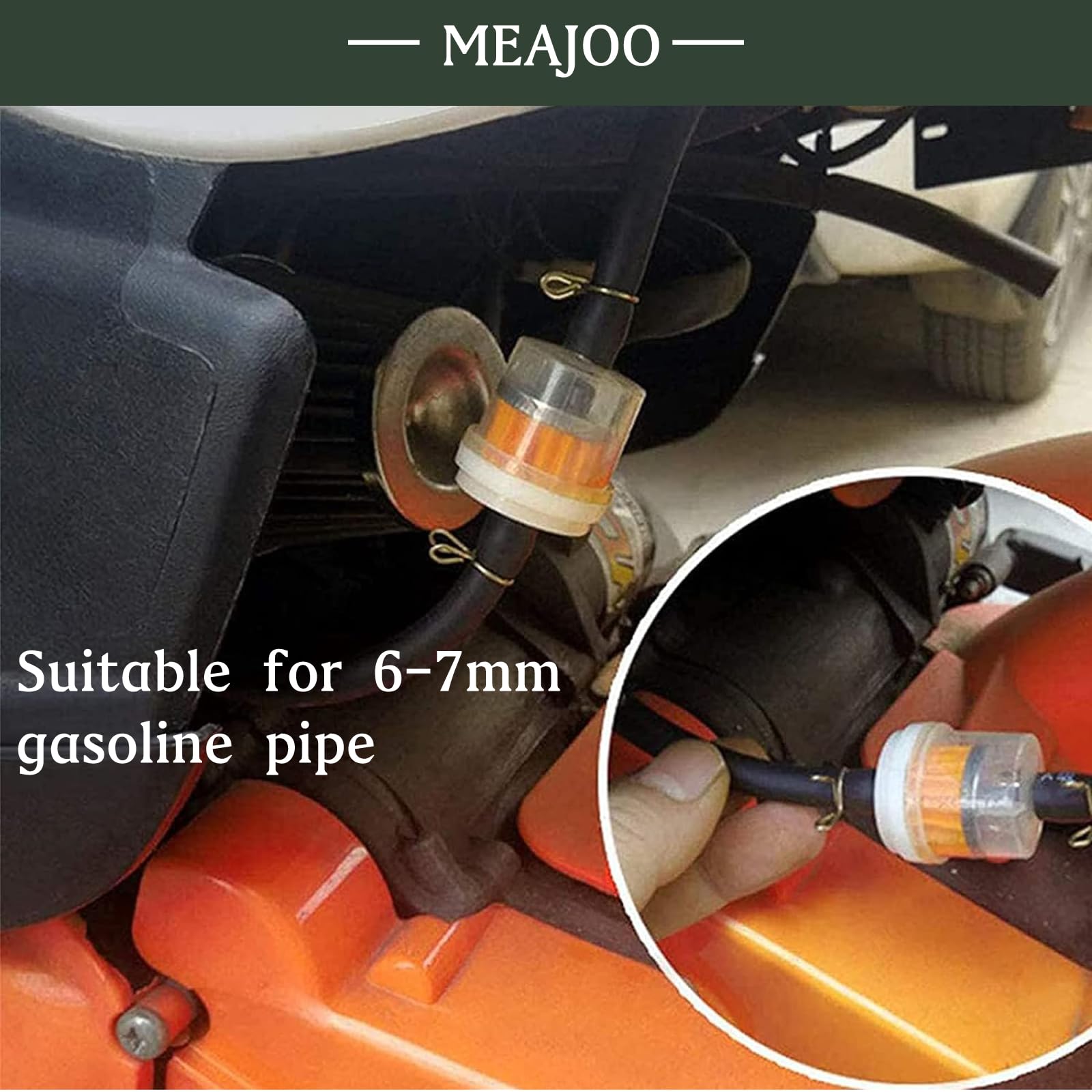 MEAJOO 15PCS 1/4 6mm-7mm Gas Inline Fuel Filter, with magnet, Fit for ATV Scooter Moped Go Kart Dirt Bikes Snowblower Motorcyc