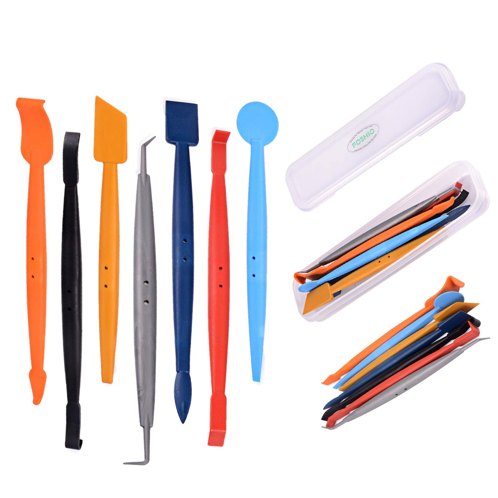 Foshio Car Vinyl Wrap Tool Kit 7 In 1 Flexible Magnetic Micro Stick Squeegee Curves Slot Tint Tool Kit With 14 Working Angles Fi