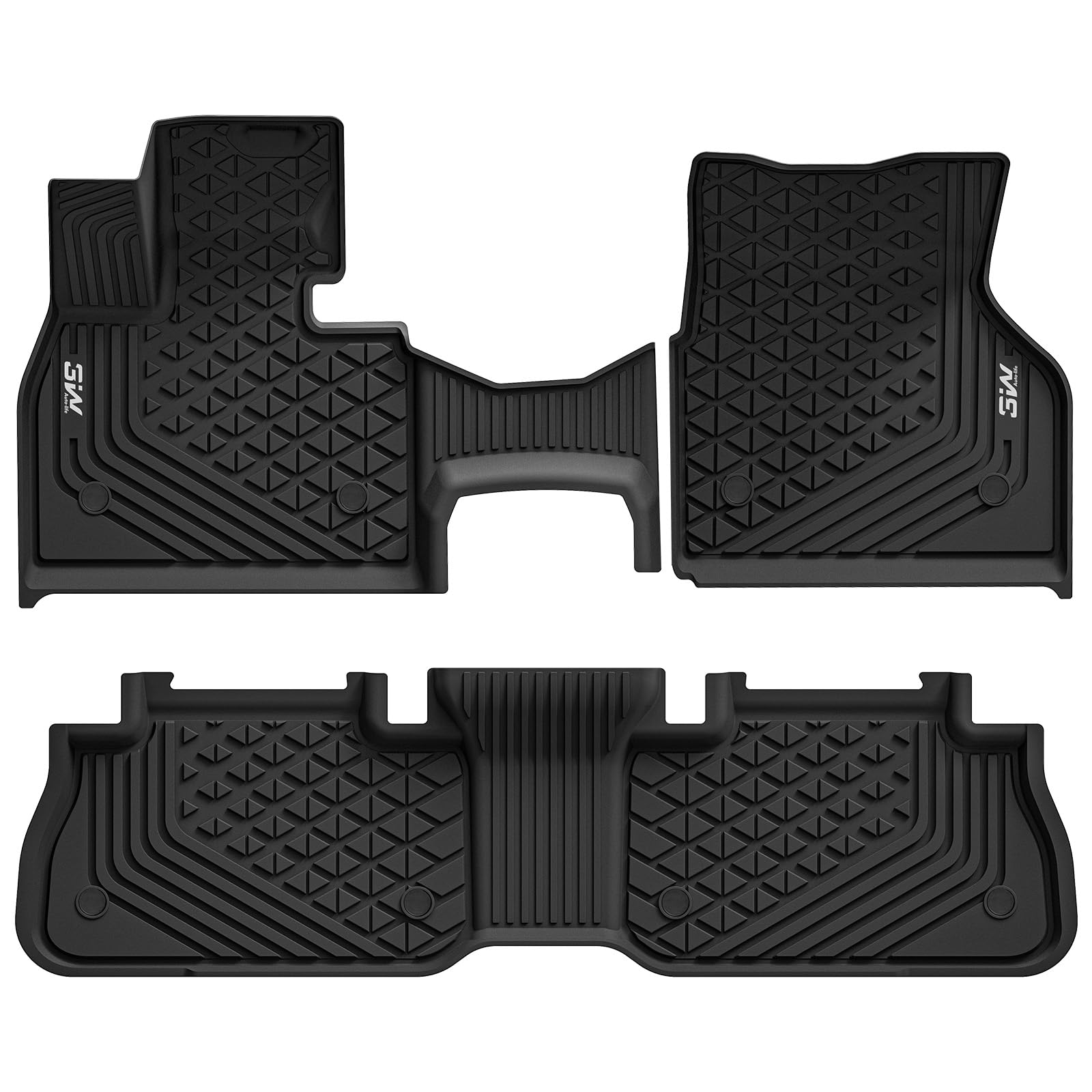 3W Floor Mats for 2022-2025 2026 BMW iX, Custom Fit All Weather TPE Floor Liners, 1st and 2nd Row Full Set, Black