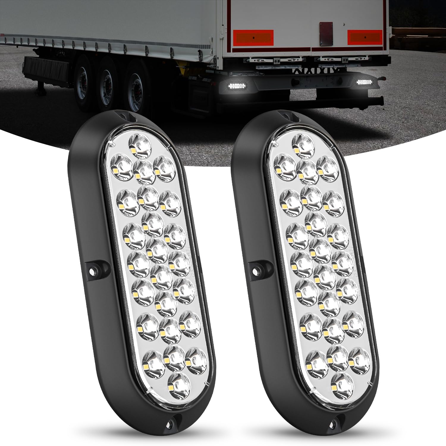Nilight 6Inch Oval Tail Light 2Pcs White 24Led Back Up Reverse Lights Surface Mount Marker Sealed Ip67 Waterproof Taillight For