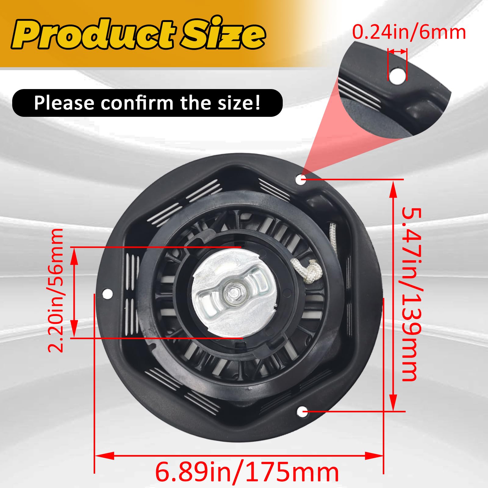 WOTIAN Recoil Starter Assembly for Champion 212cc/224cc Generators, Black Iron Parts, Model#22.061000.00