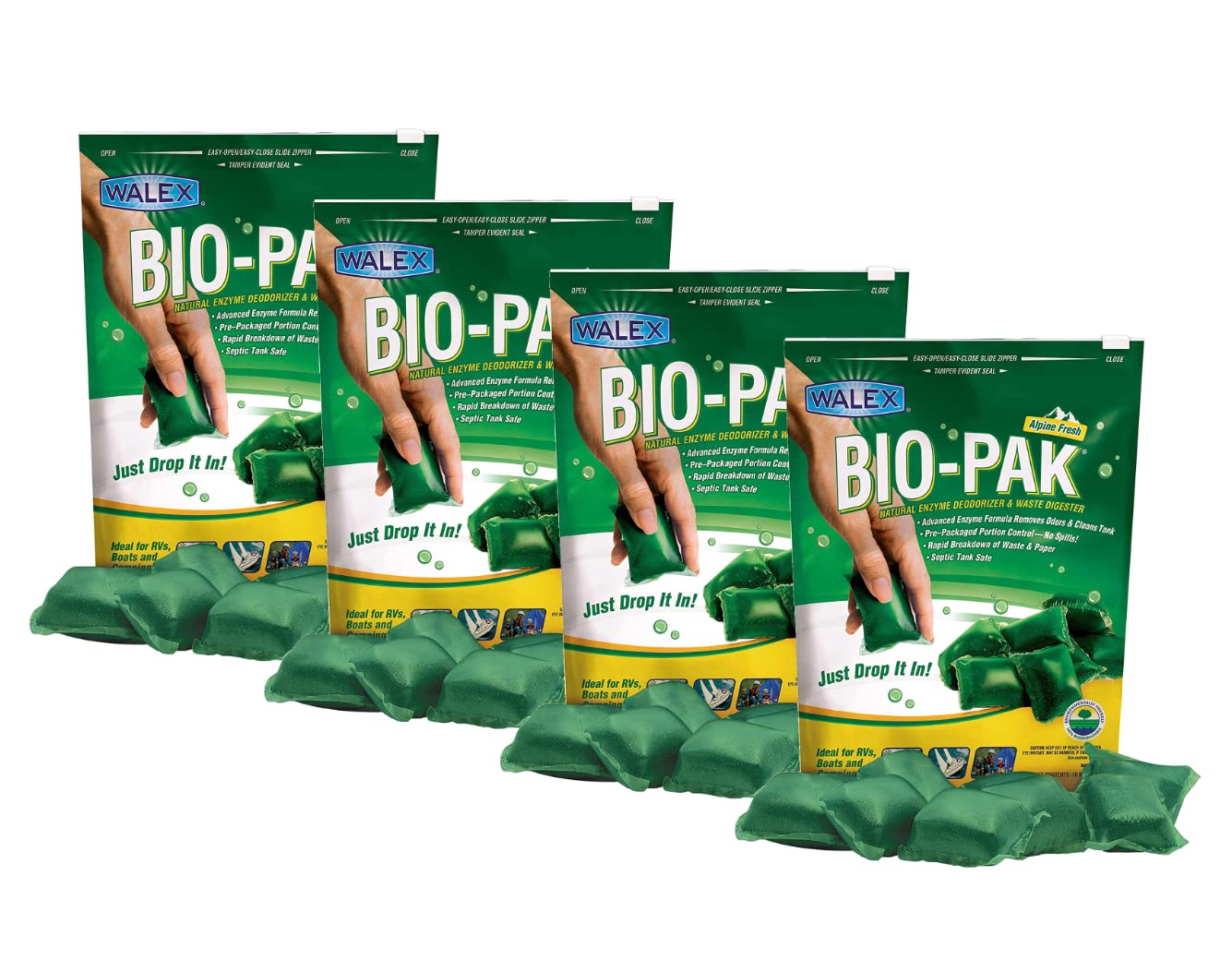 Walex BIO-11530 Bio-Pak Natural Holding Tank Deodorizer and Waste Digester, (Pack of 10)