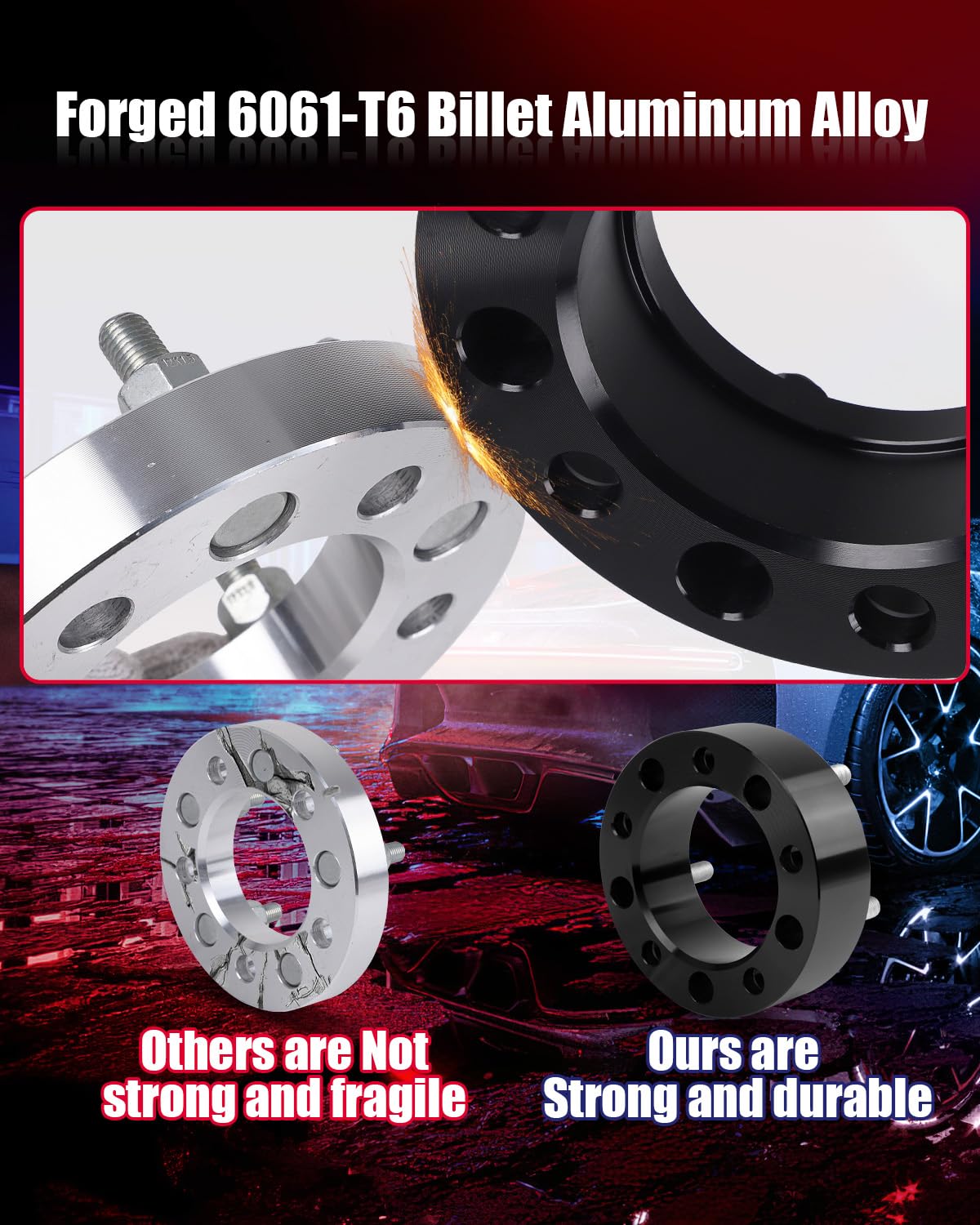 5X5.5 Wheel Spacers For 1994-2001 Ram 1500, 2 Inch 5X139.7Mm Forged Wheel Spacer With 1/2-20 Studs & 108Mm Center Bore For Cj3 C