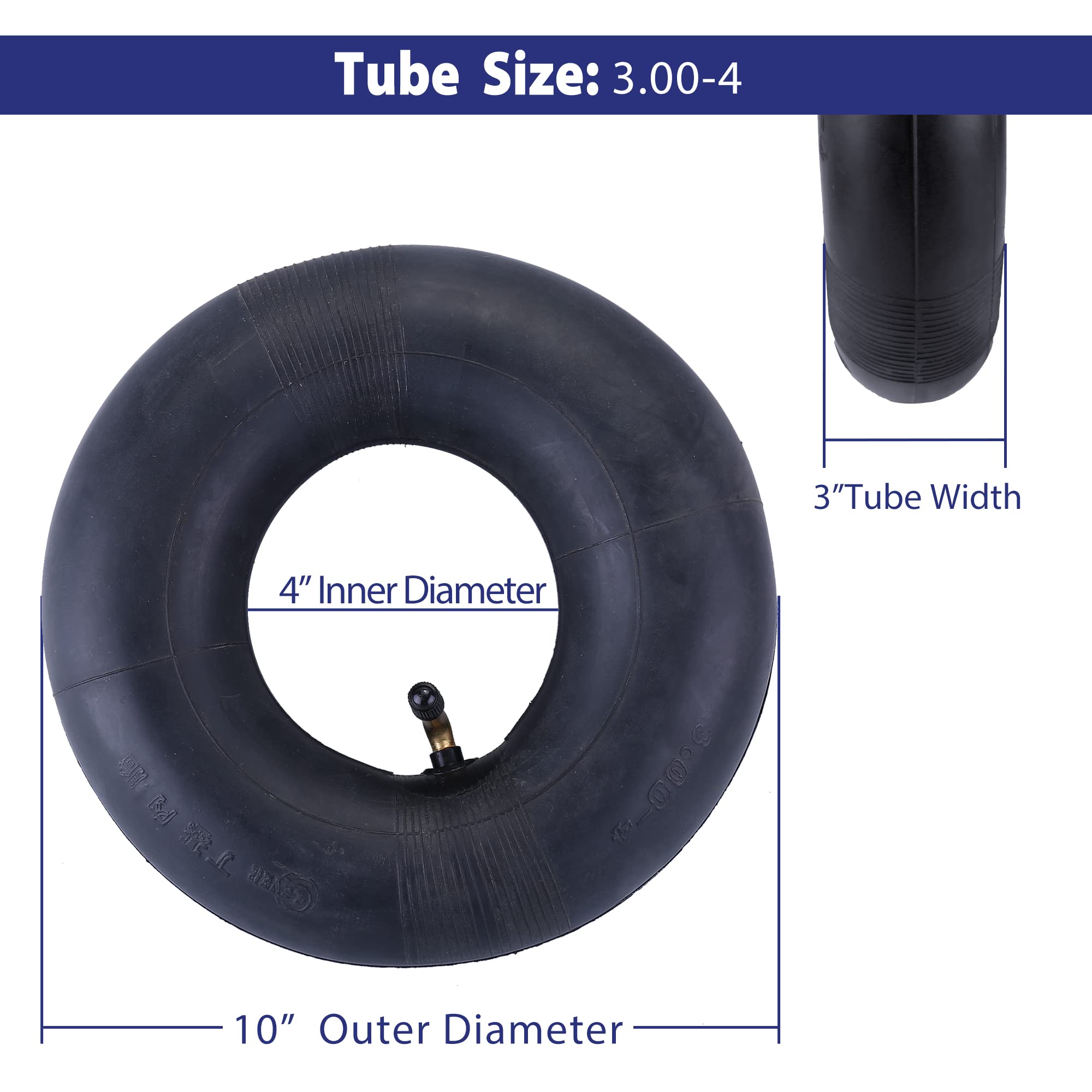 Lotfancy 3.00-4 Inner Tube For Razor E300 E300S E325 (Version 1-40) Scooters, Pocket Rocket, Angled Valve, 2Pcs 10''X3'' 260X85