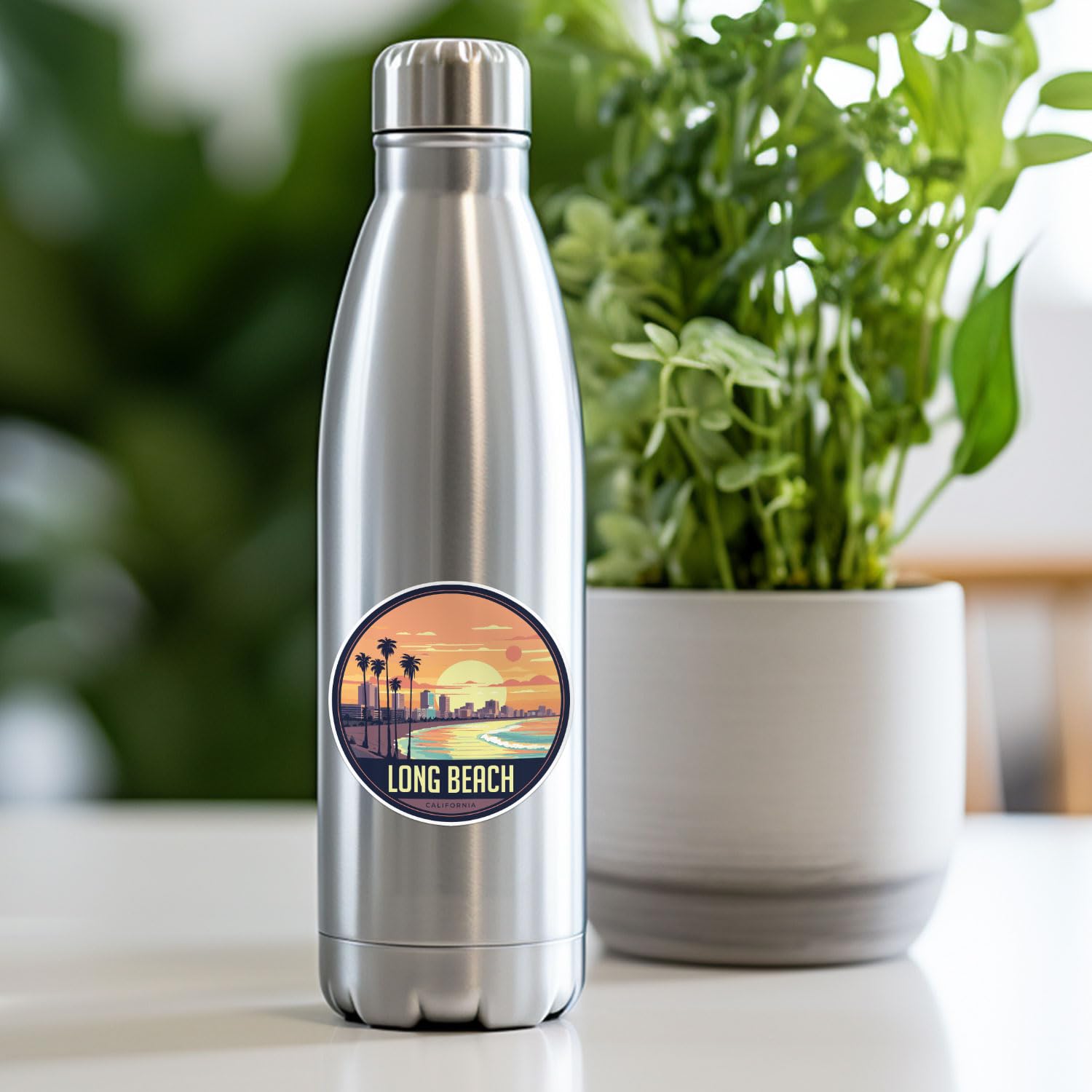 Long Beach City Sticker - Waterproof Vinyl Decal for Car Bumper, Laptop, Water Bottle, Wall, and Window, Size - 3'' Longer Side