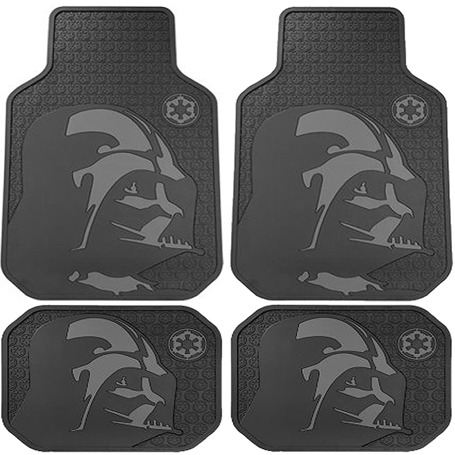 Star Wars Darth Vader With Galactic Empire Logo Car Truck Suv Front & Rear Seat Rubber Floor Mats - 4Pc