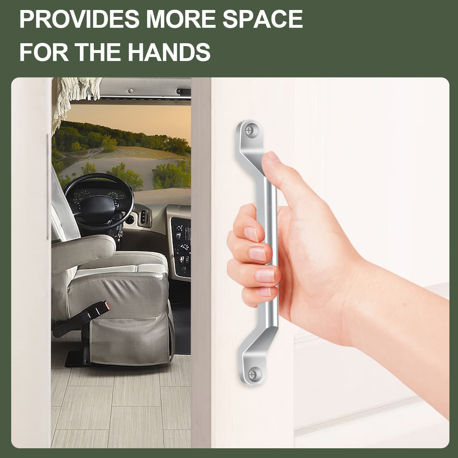 ESUDNT RV Grab Door Handle - Heavy Duty 304 Stainless Steel, 8.66 Inch, Silver, 2 Pack with Screws for Camper, Trailer, Boat, Automotive