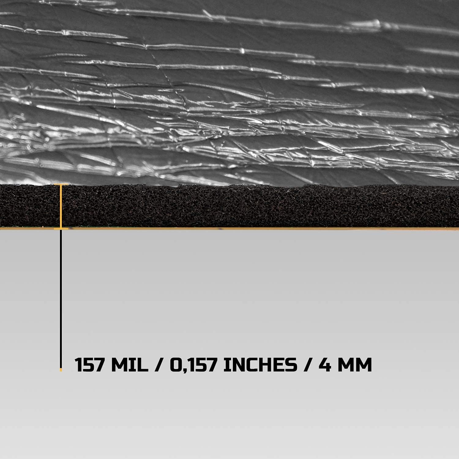 Siless Liner 157 Mil (4 Mm) 18 Sqft Aluminum Foil Finish Car Sound Deadening & Heat Insulation Closed Cell Foam - Pe Foam Sound
