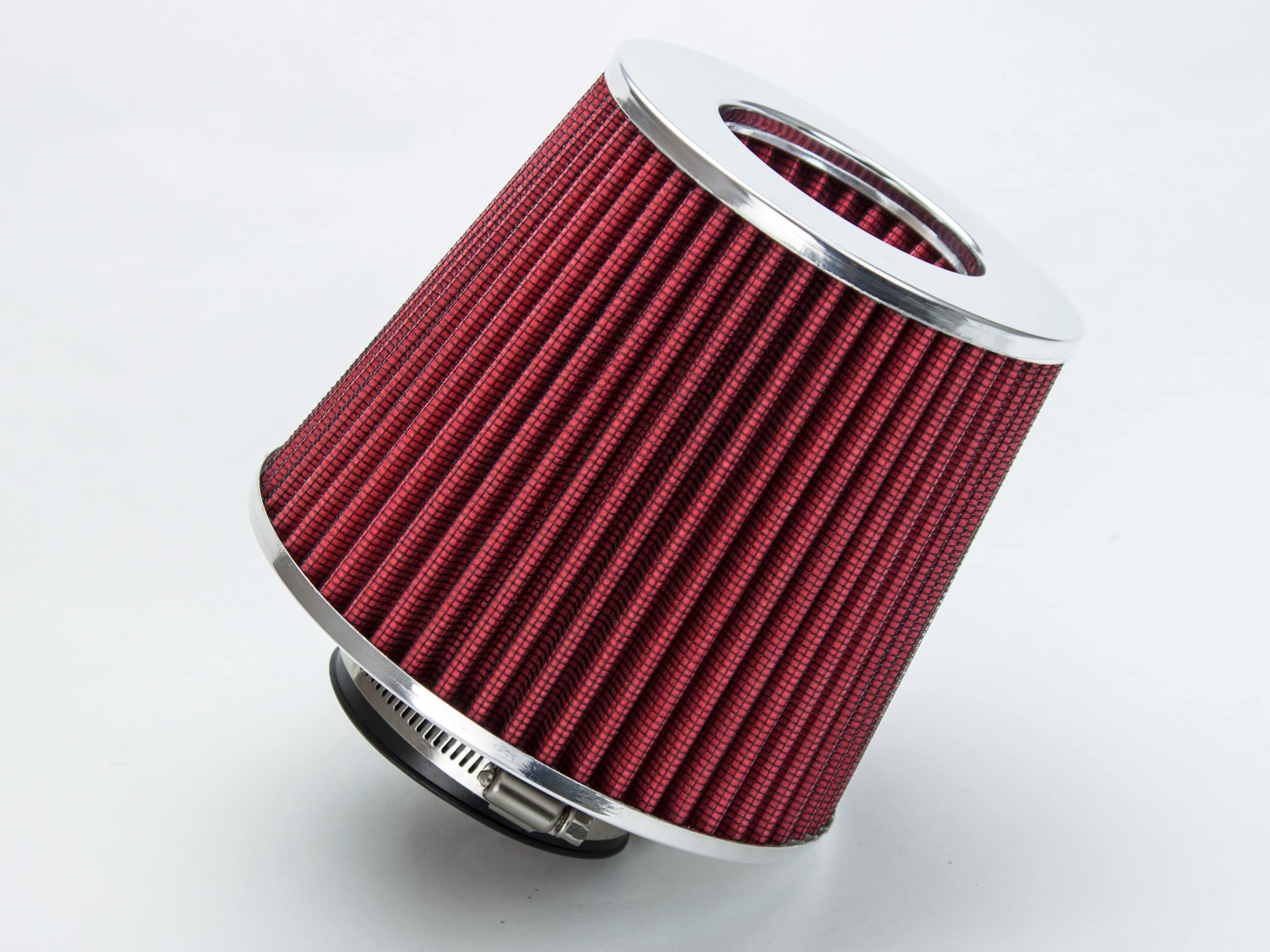 Red 2.75 70 Mm Inlet Cold Air Intake Cone Replacement Quality Performance Washable Clamp-On Dry Air Filter