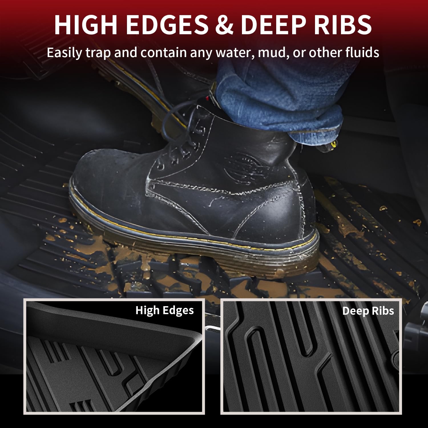 Lasfit Floor Mats For Ford Bronco Sport 2025 2024 2023 2022 2021 Carpeted Floor All Weather Protector Custom Fit Tpe Car Liners,