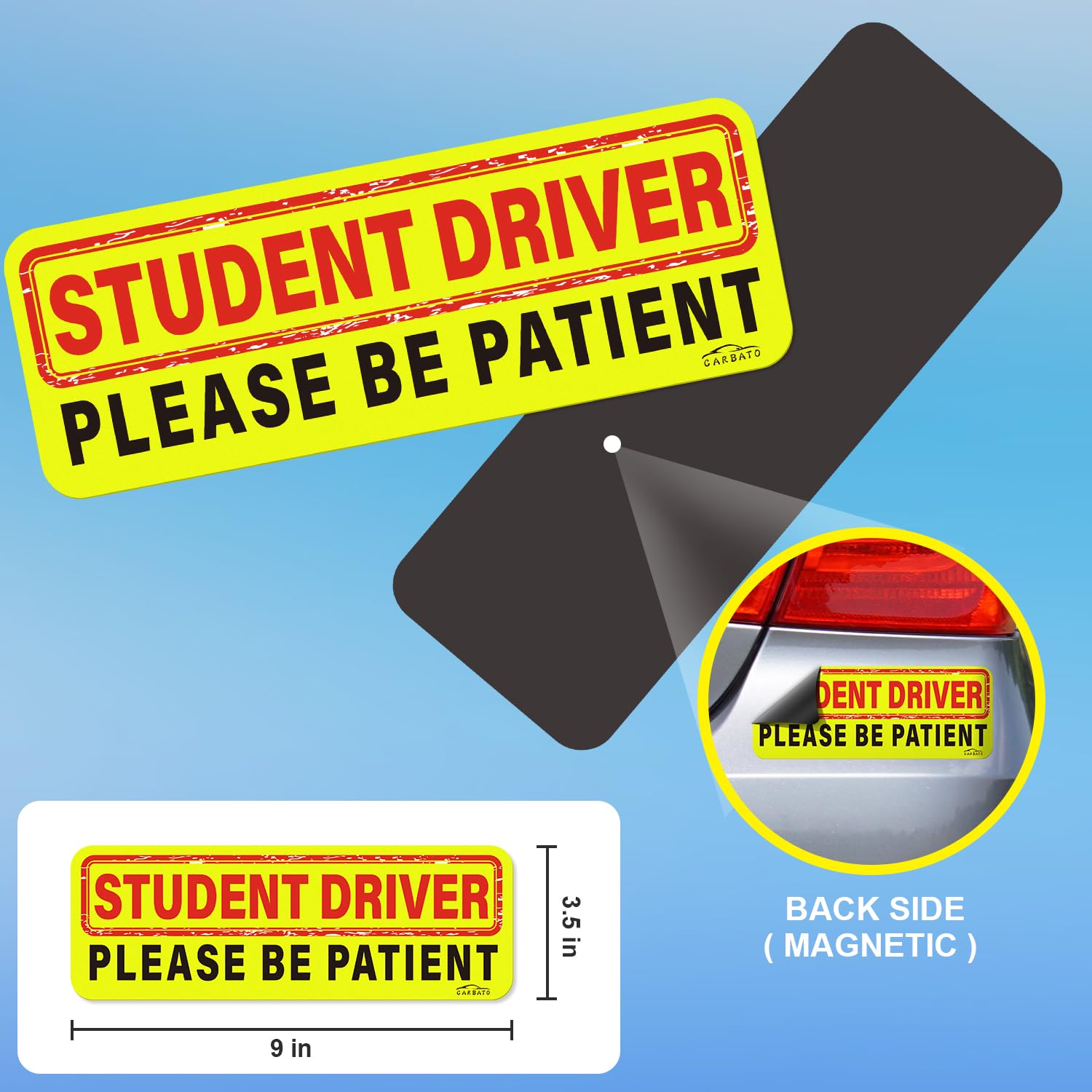 Student Driver Magnet For Car - Upgraded Please Be Patient Student Driver Vehicle Bumper Magnetic Sticker, Stronger Magnetic New