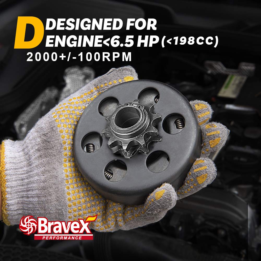 Bravex Centrifugal Clutch 10T for Go Kart, 3/4" Bore, Compatible with #40/41/420 Chain, Model UP-10T