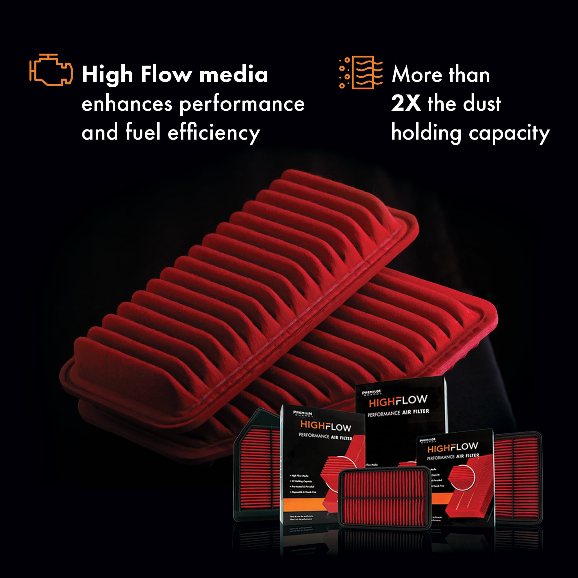 Highflow High Performance, Pre-Oiled Disposable Engine Air Filter Pa8172X | Fits 2016-2023 Toyota Tacoma, 2014-2021 Tundra, 2014