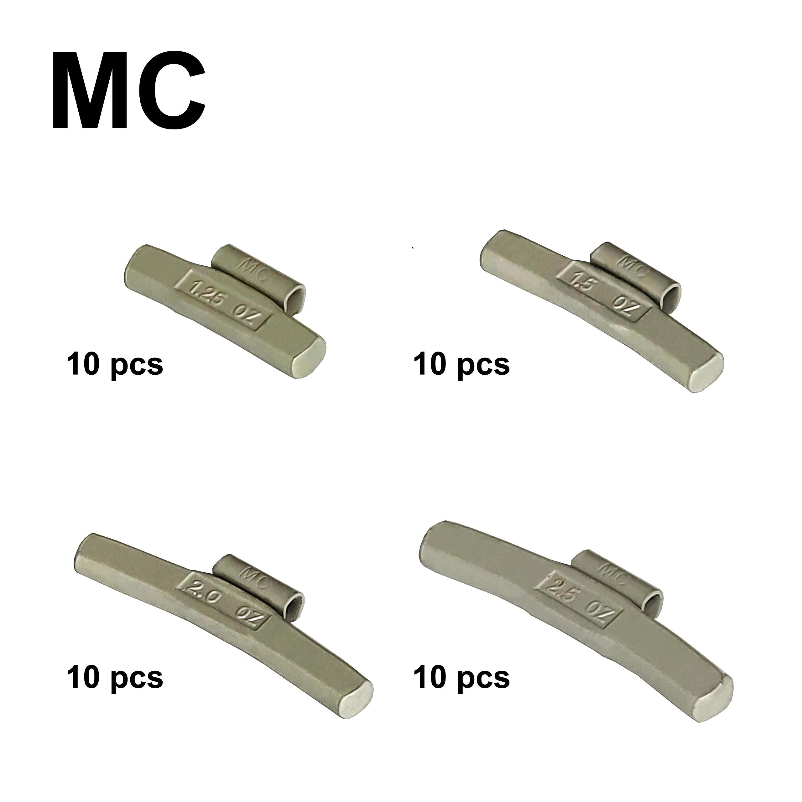 Zerint Mc-M40 Wheel Weight Kit Mc Style Grey 40Pcs/Kit: 1 1/4Oz, 1 1/2Oz, 2Oz And 2 1/2Oz 10Pcs Each