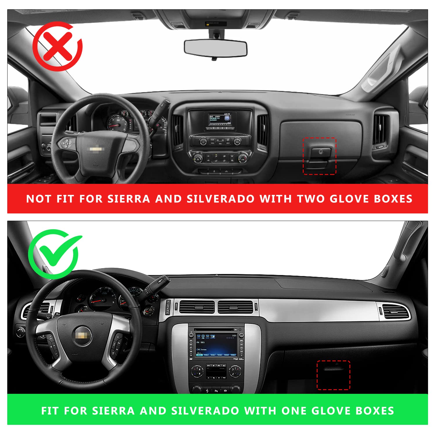 Posaid Dashboard Dash Cover Mat For 2007-2013 Chevy Avalanche Silverado 1500 Ltz, 2007-2014 Chevy Chevrolet Tahoe Suburban, 07-1