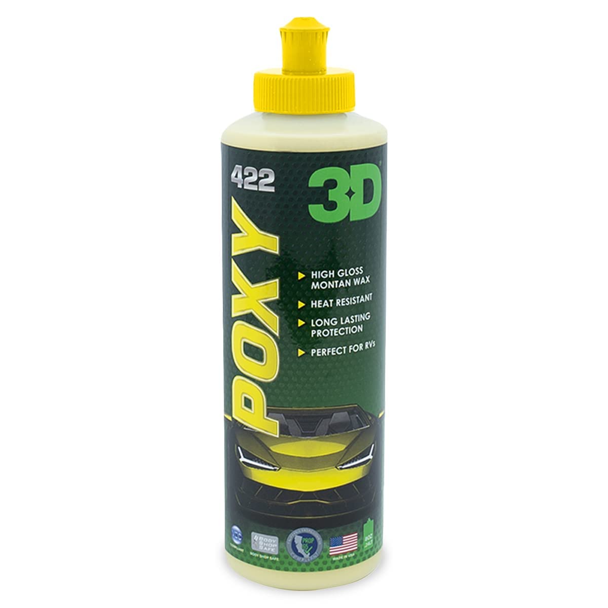 3D Poxy Montan Car Wax - 8Oz - High Gloss Car Wax Sealant With Long Lasting Protection - Non-Staining Auto Detailing Products - For Cars, Rvs, And Boats - Butter Silky Soft Feel, Deep Shine, Wet Look