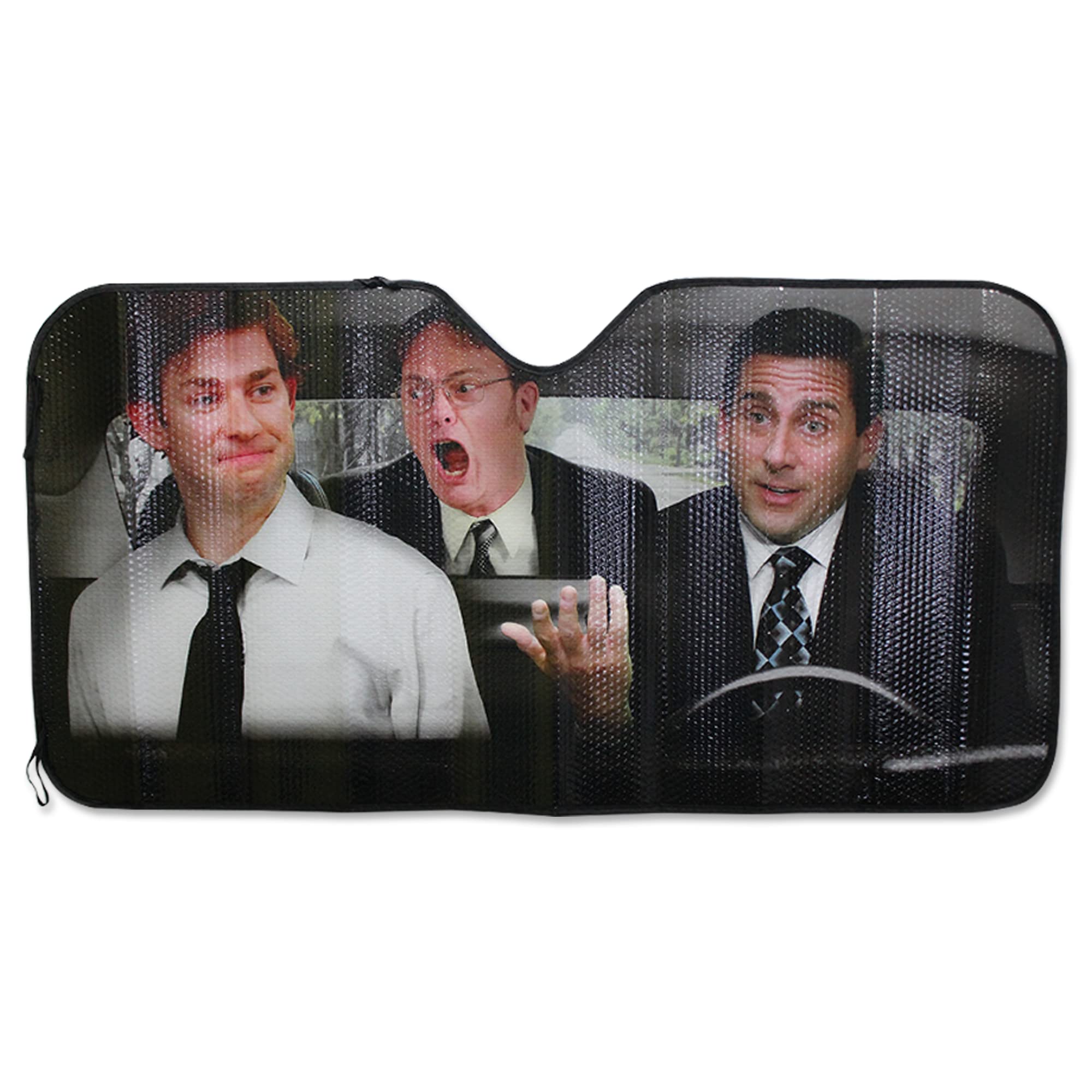 Just Funky The Office Sunshade Car Protector -28'' X 58'' -Featuring Jim, Michael, And Dwight -Keep Your Car Cool With These Ico