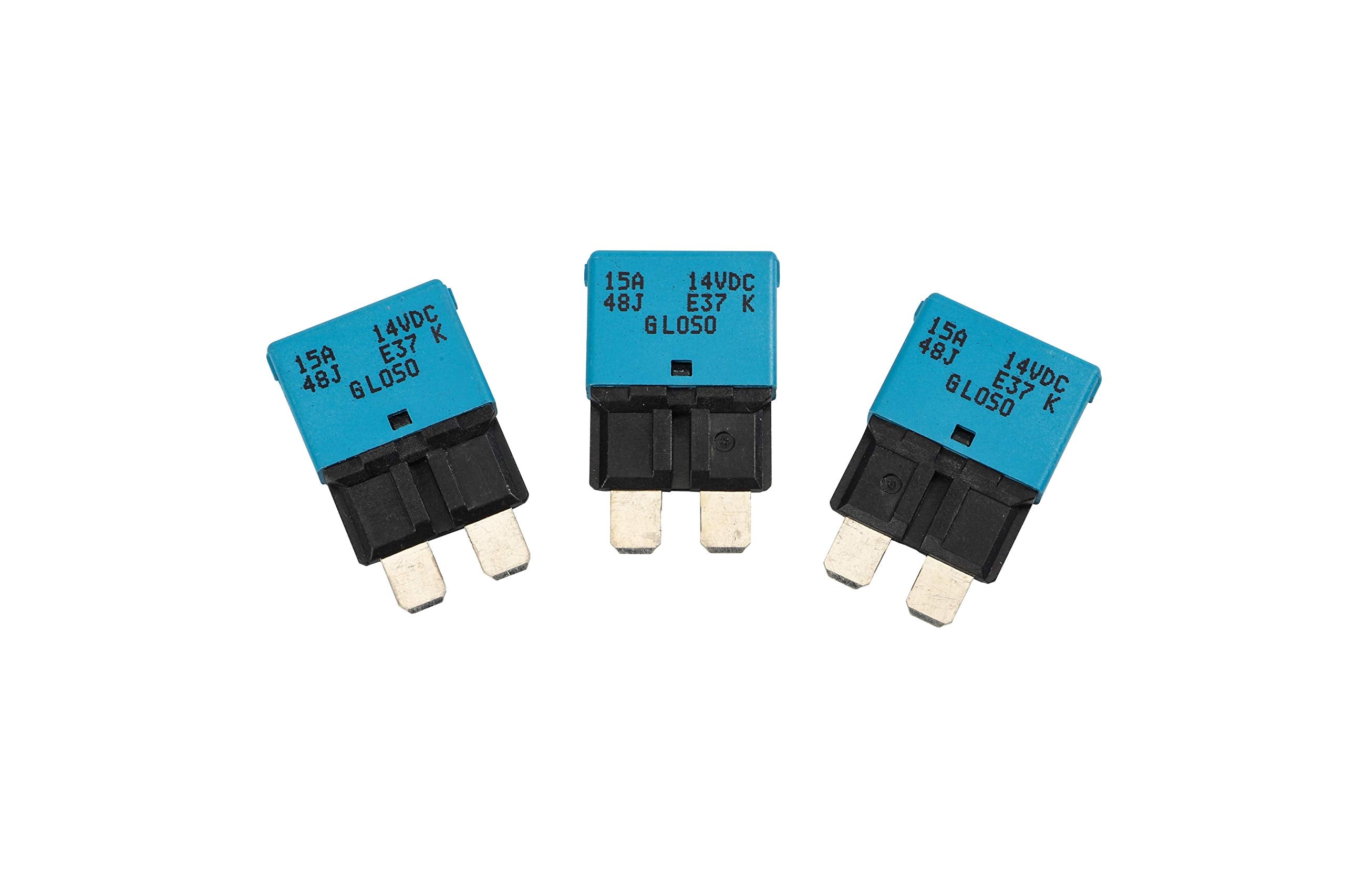 Gloso E37 Auto (T1) Reset Low Profile Atc/Ato Circuit Breakers - (15A - 3 Pack)
