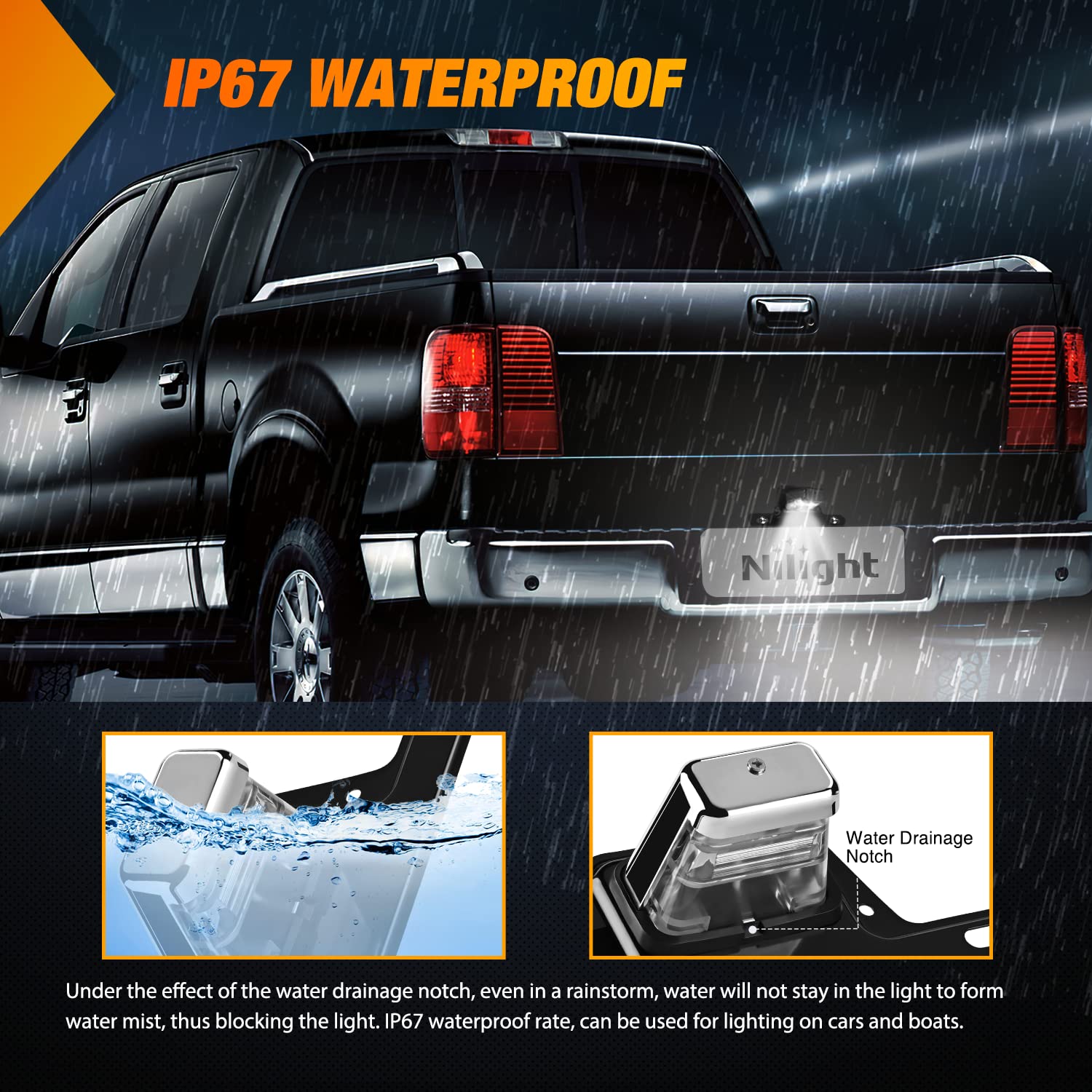 Nilight Led License Plate Light W/Bracket Mount Waterproof Courtesy Step Tag Dome Cargo Lights Chrome Housing 12V For Truck Trai