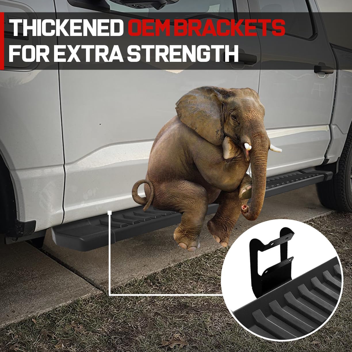 COMNOVA Running Board Nerf Bar for 15-23 Ford F150 Superduty, 6" Wide, Black Carbon Steel, OE Style Brackets, Crew Cab (4 Doors)