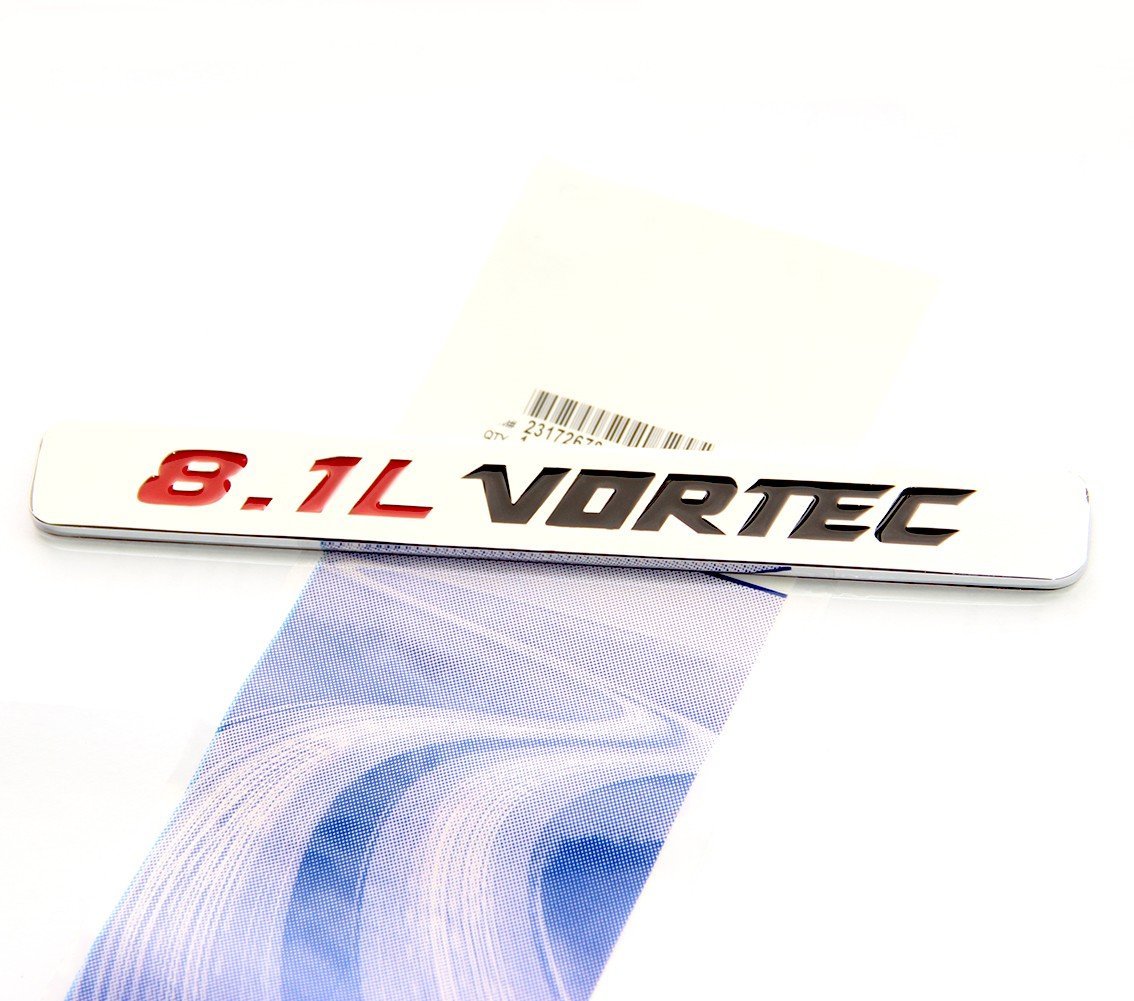 Yoaoo 2Pack OEM 8.1L Vortec Emblem Engine Badge, Chrome Metal, Compatible with Silverado Z71 and Sierra, Model CS0-2-8.1L