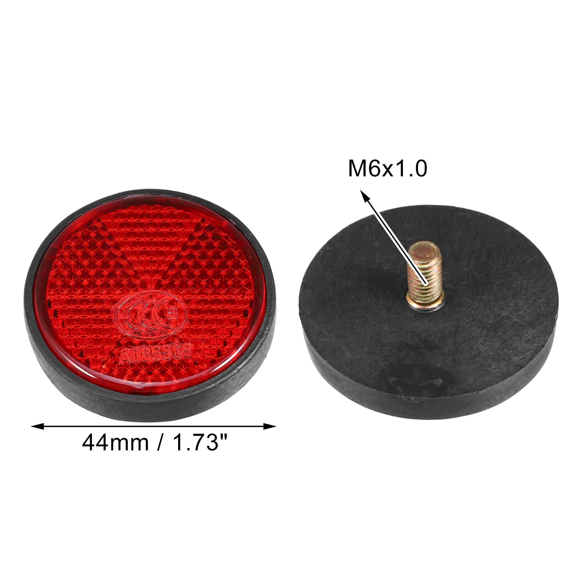 X Autohaux 8 Pcs Round Rear Reflectors Screw On Safety Spoke Reflective Gate Posts Reflector For Cars Trailer Motorcycle Trucks Boat Bicycle Bike 44Mm Red