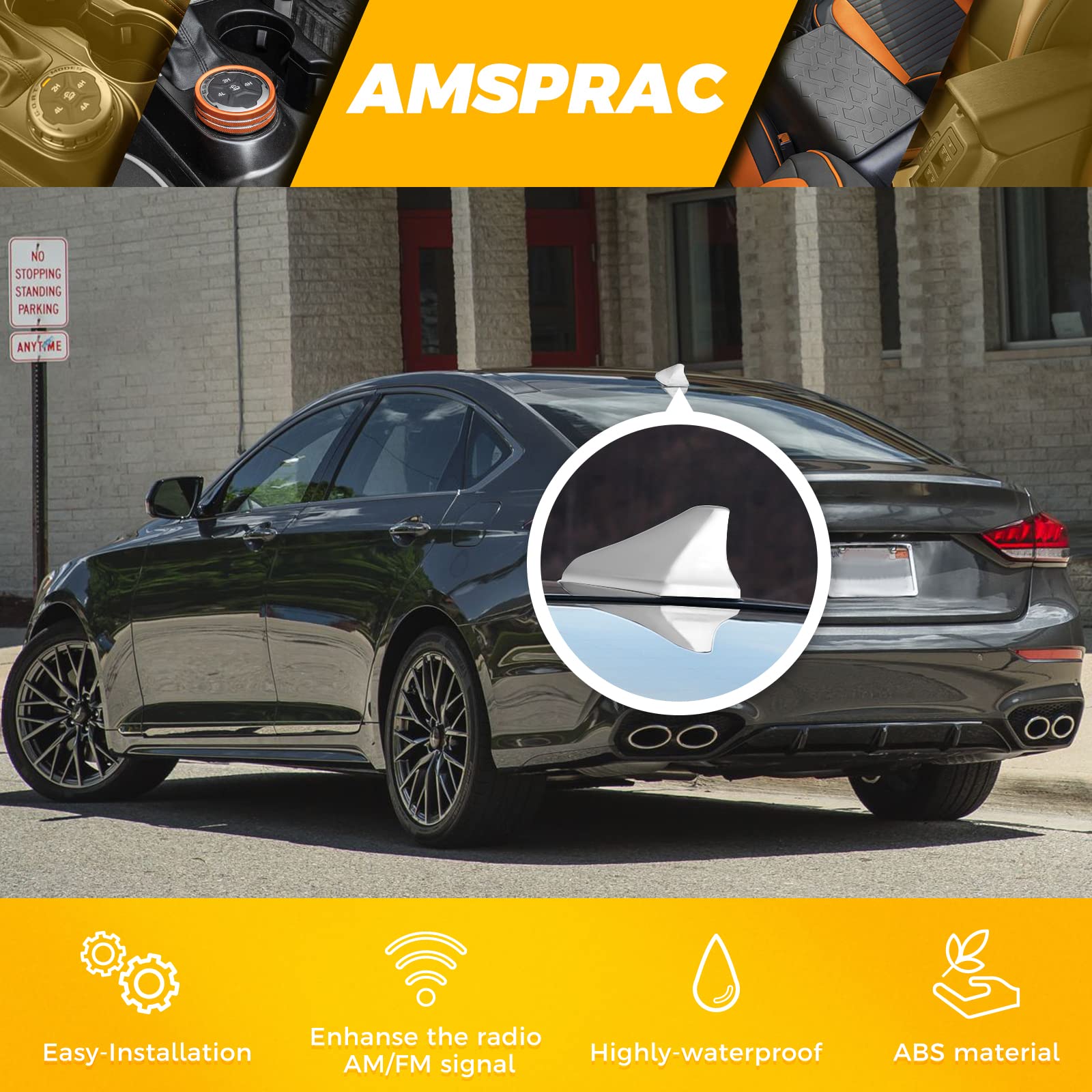 Amsprac Shark Fin Antenna Cover,Car Antenna Caps Fit For Kia Optima 2014-2020,Sonata 2015 2016 2018 2019,Genesis Sedan G80 2015-