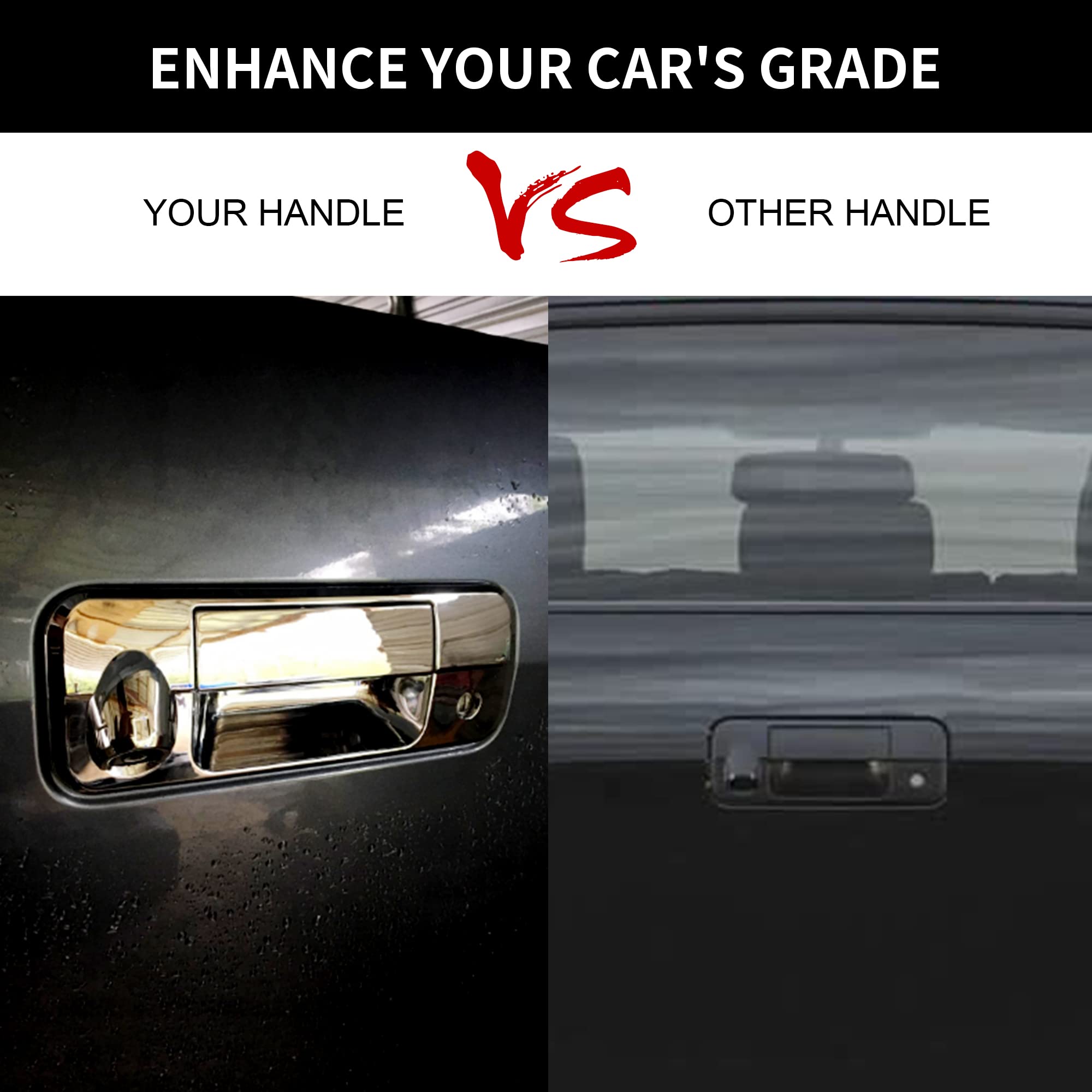 Gledewen Chrome Tailgate Door Handle, Compatible With 2007-2013 Toyota Tundra, Exterior Rear W/Camera Hole | Replaces 69090-0C05
