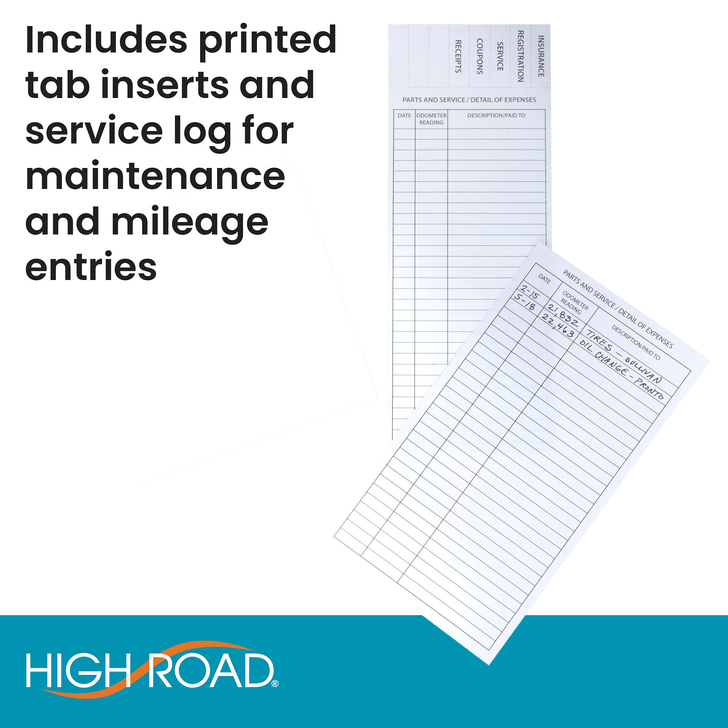 High Road Car Glove Box Organizer - Maintenance Folder For Car Documents - Card Pockets For Insurance And Registration With Rece