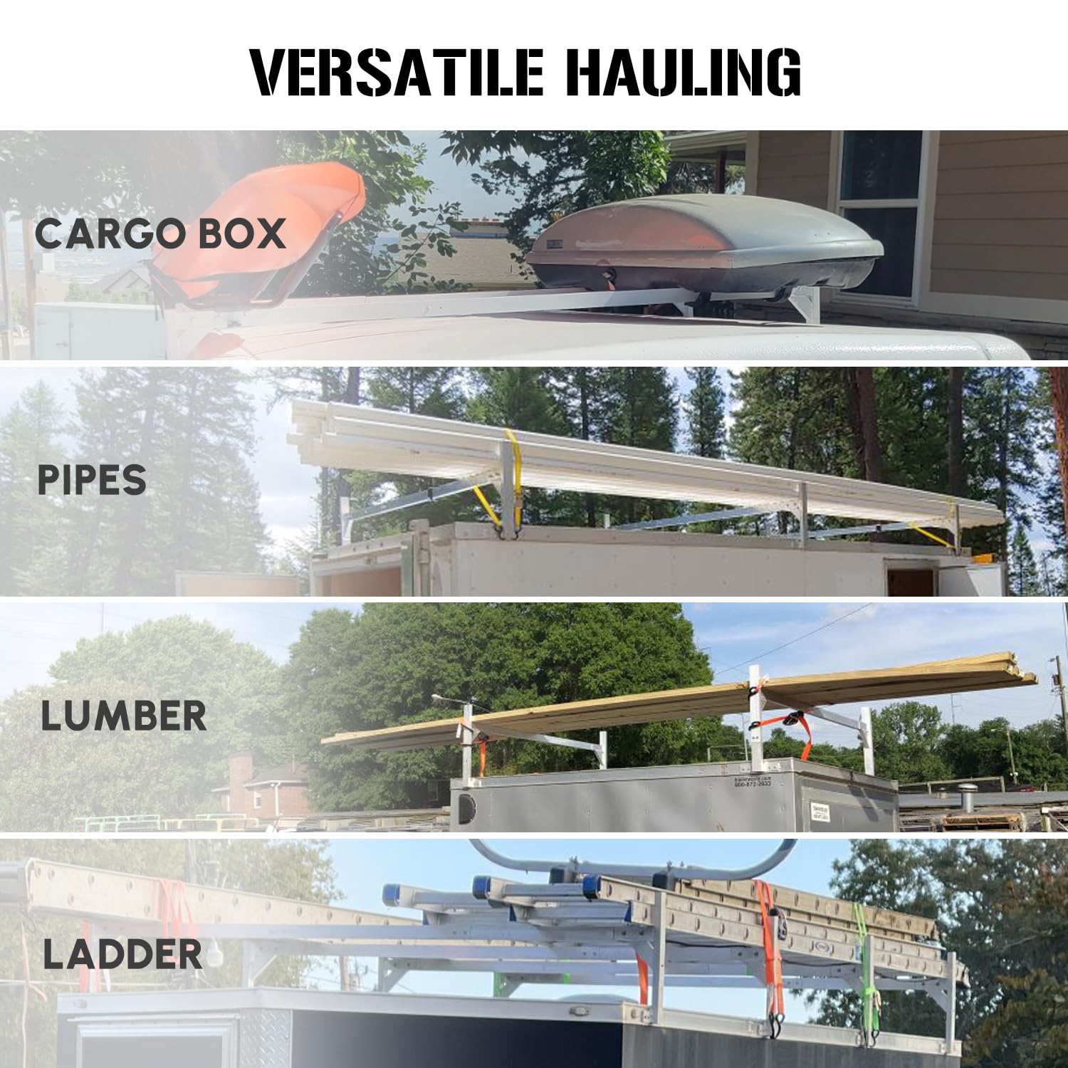 StarONE Adjustable Aluminum Trailer Ladder Rack - Fits Open & Enclosed Trailers, Model XDC62, Metallic Finish