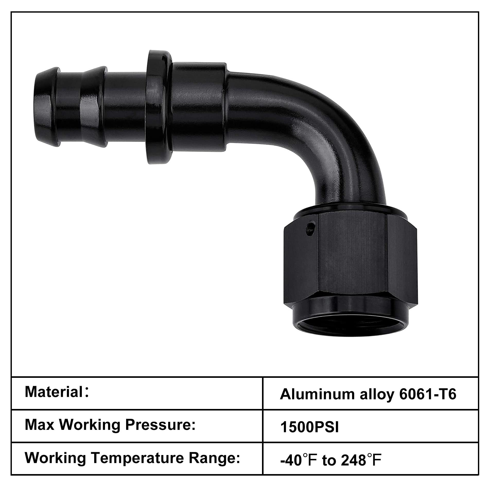 Evil Energy 12An 90 Degree Push Lock Hose Fitting End Black 2Pcs