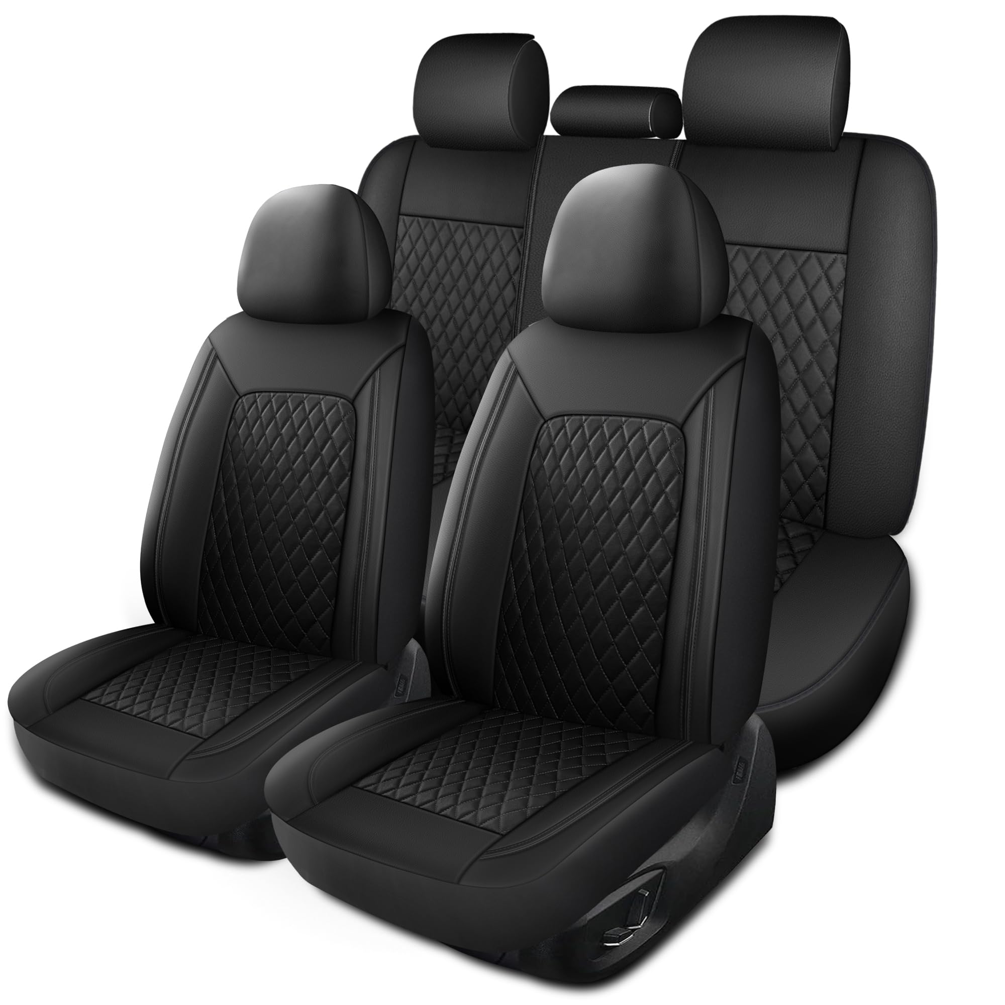 HChengkikz Leather Car Seat Covers,Breathable and Waterproof Seat Cover Full Set,PU Premium Universal Fit Automotive Airbag Comp