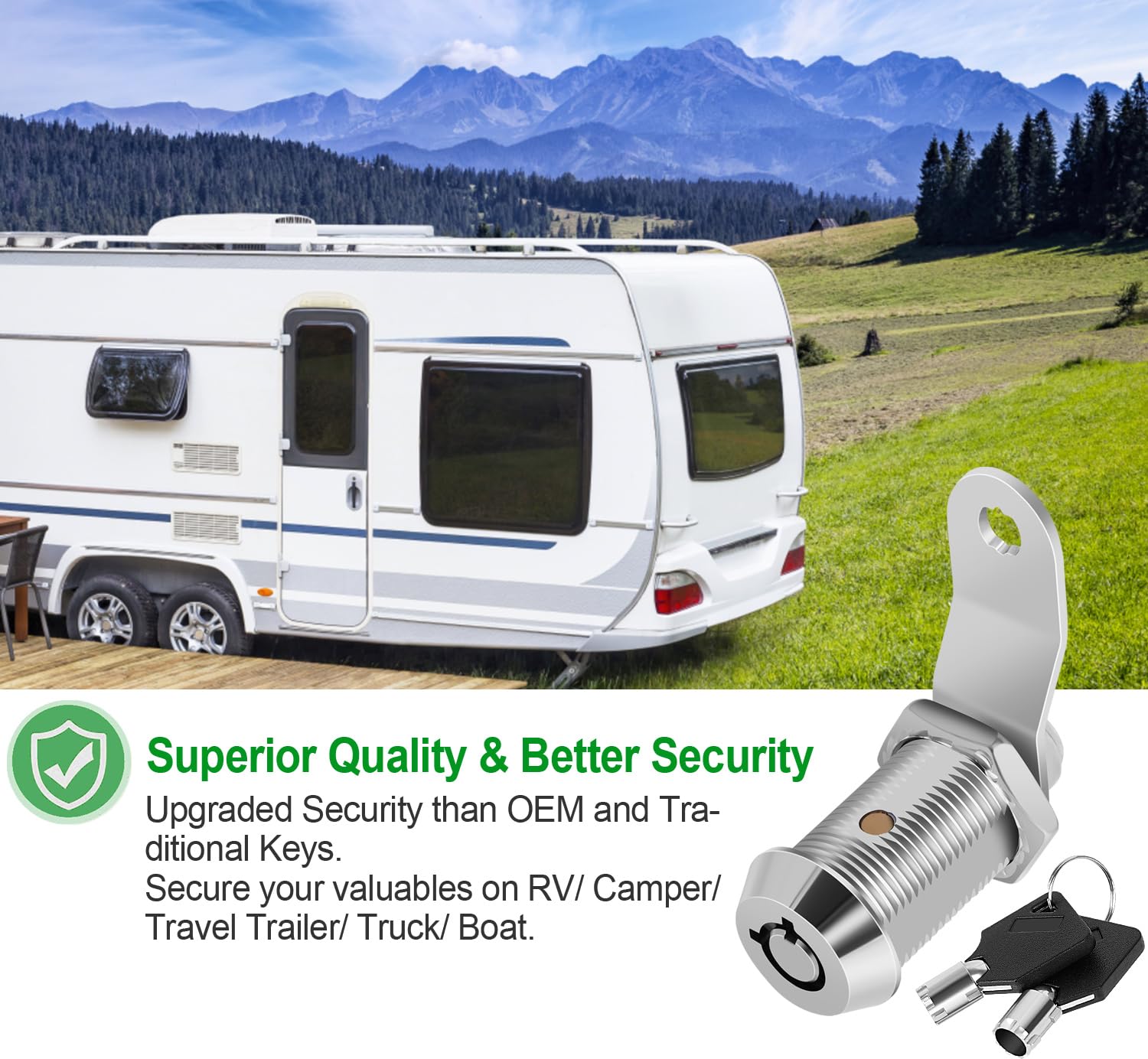 5 Pack Cabinet Lock With Keys, 1'' Rv Storage Locks Keyed Alike, Rv Locks For Storage Door, Camper Toolbox Rv Cam Locks With Man