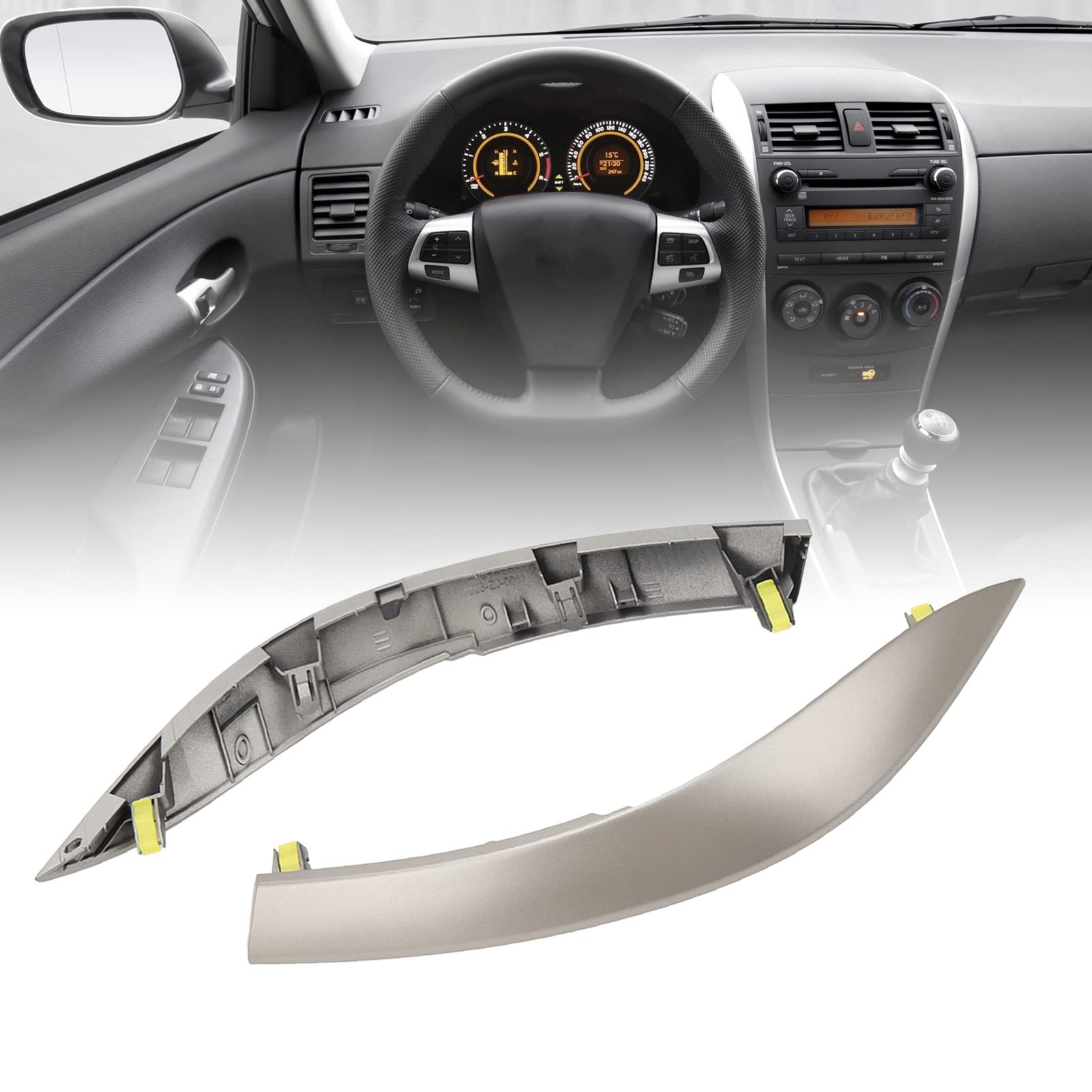 Kimiss Side Central Center Dashboard Cover, 1 Pair 55436 02330 Left And Right Side Upper Side Air Vent Pannel Strip For Corolla Central Dashboard Trim Strip