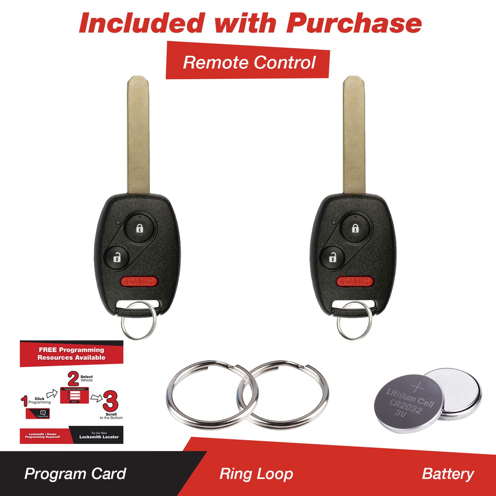 Keylessoption Keyless Entry Remote Control Uncut Car Ignition Key Fob Replacement For Mlbhlik-1T (Pack Of 2)
