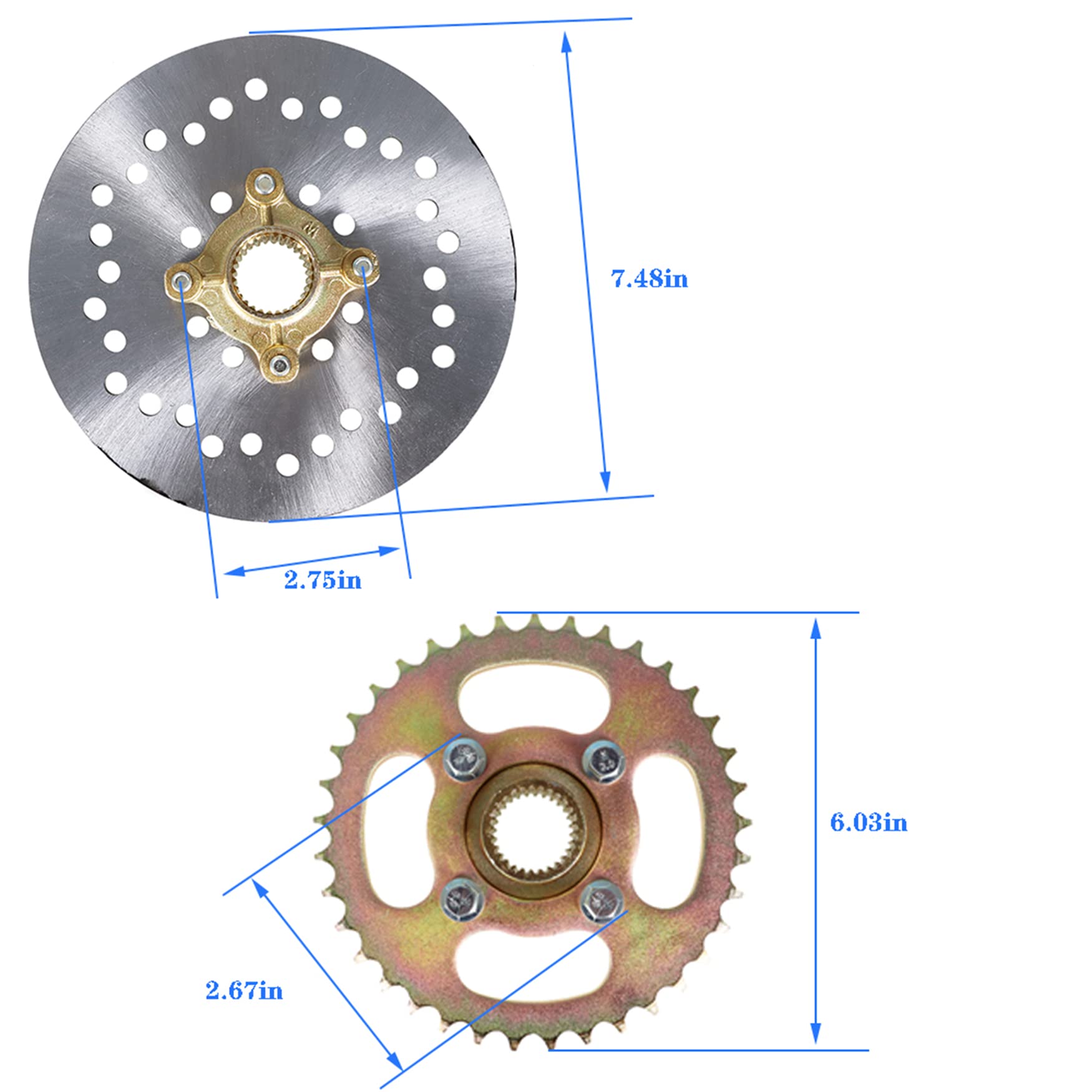 32 Go Kart Axle Kit With Shaft + Hub+ Chain+ Brake Master Cylinder + Sprocket Replacement For Go Kart Atv