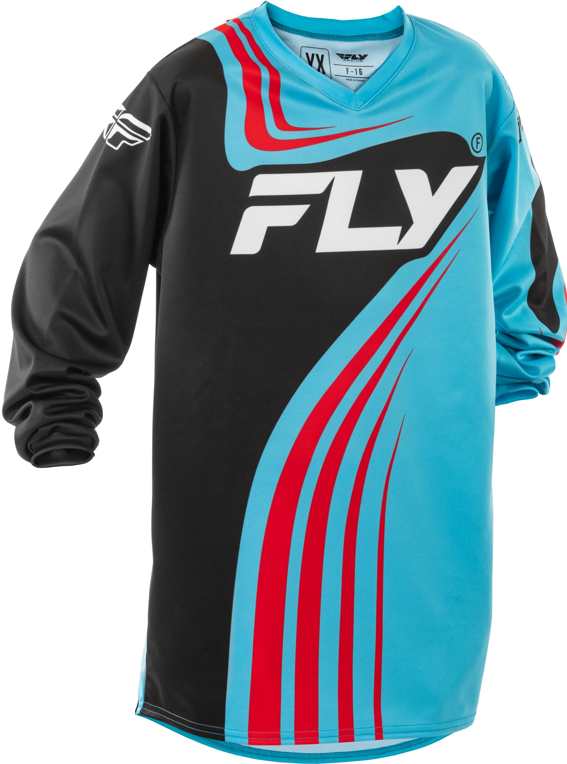 Fly Racing Youth F-16 Jersey (Cyan/Black/Red, Youth X-Large)