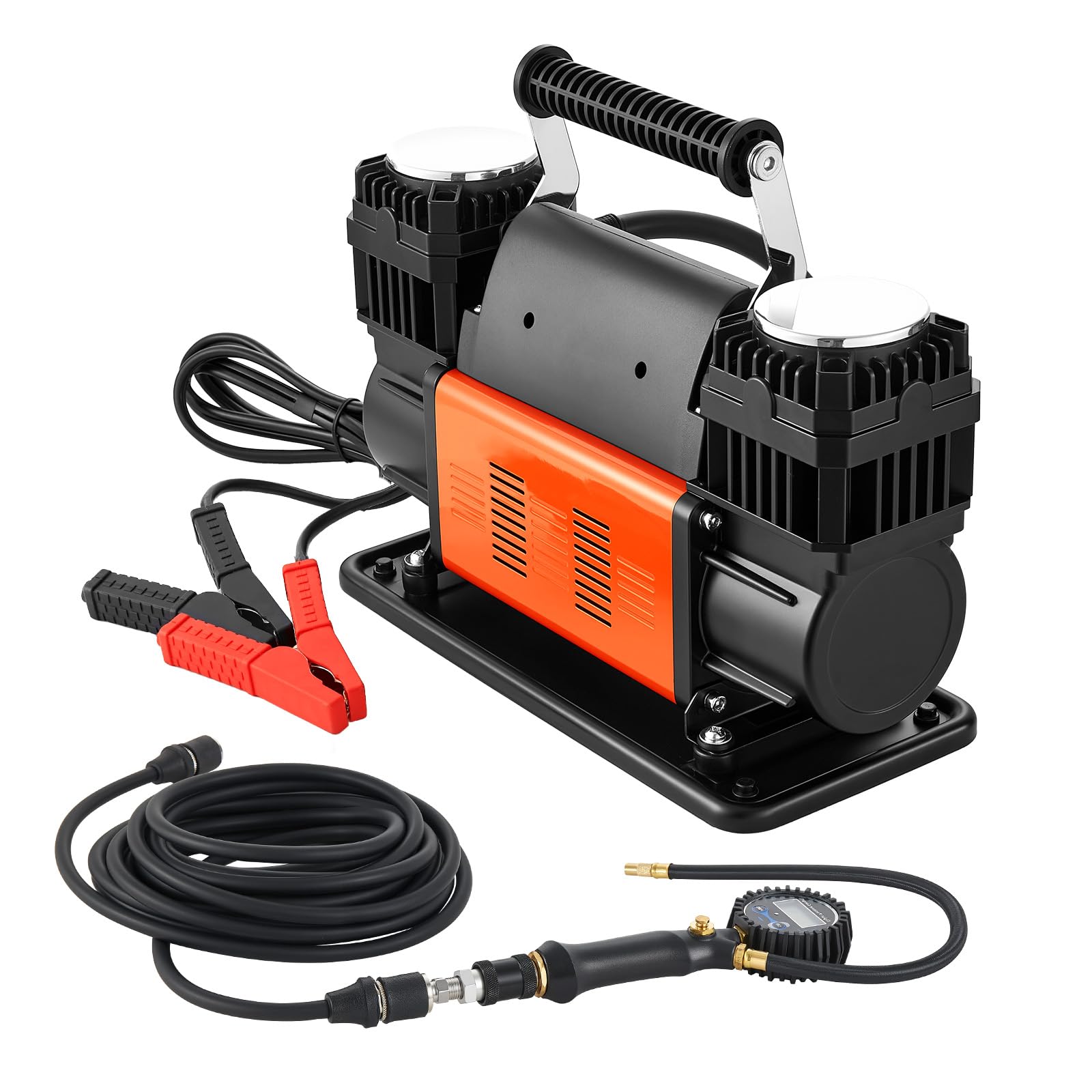 VEVOR Dual-Cylinder Heavy Duty Air Compressor, 10.6CFM Portable Tire Inflator, 12V 150PSI Offroad Air Pump with Digital Pressure